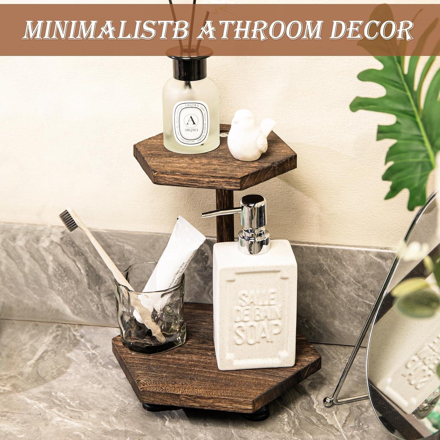 Soporte Hexagonal de Madera Tikea 2 Niveles para Decoración