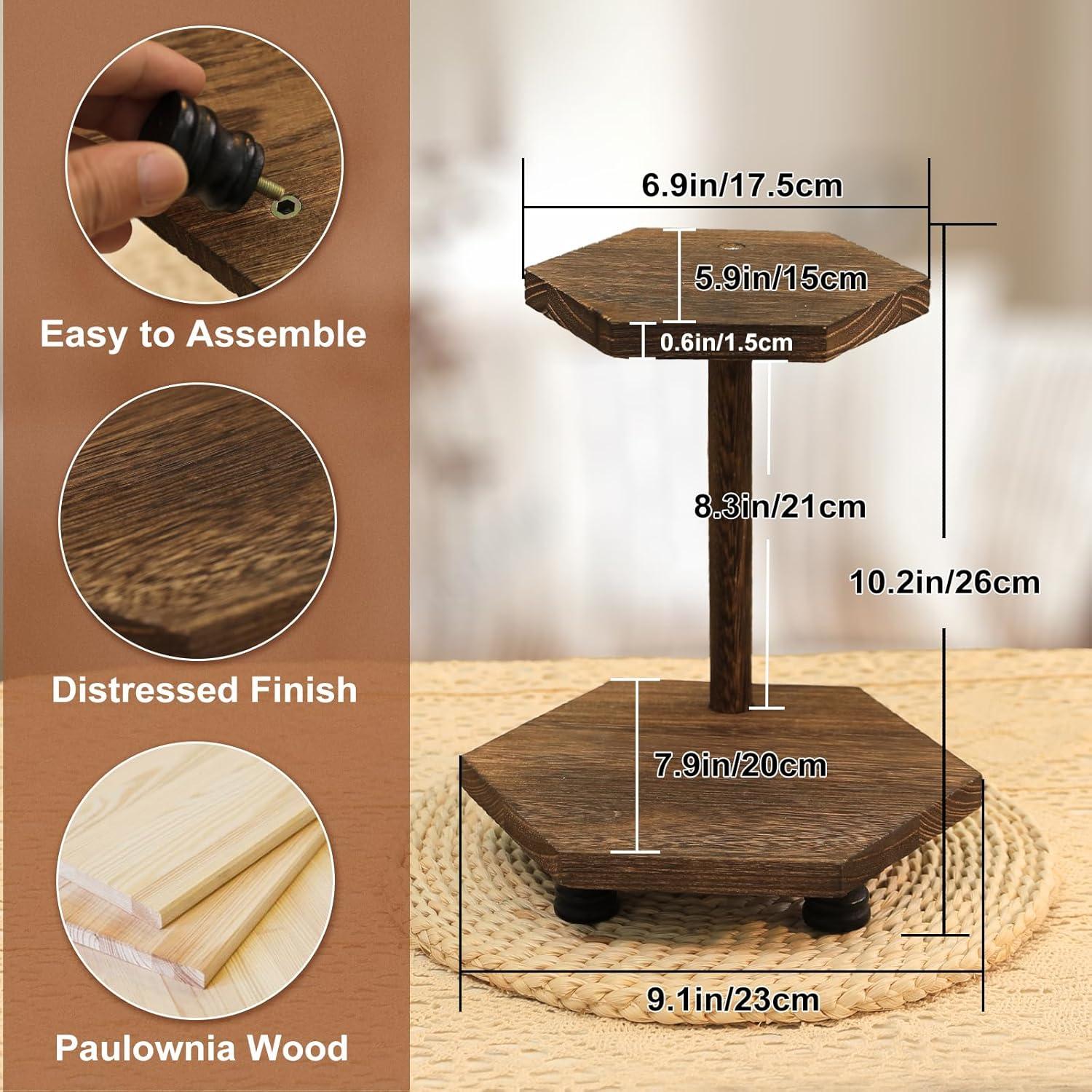 Soporte Hexagonal de Madera Tikea 2 Niveles para Decoración