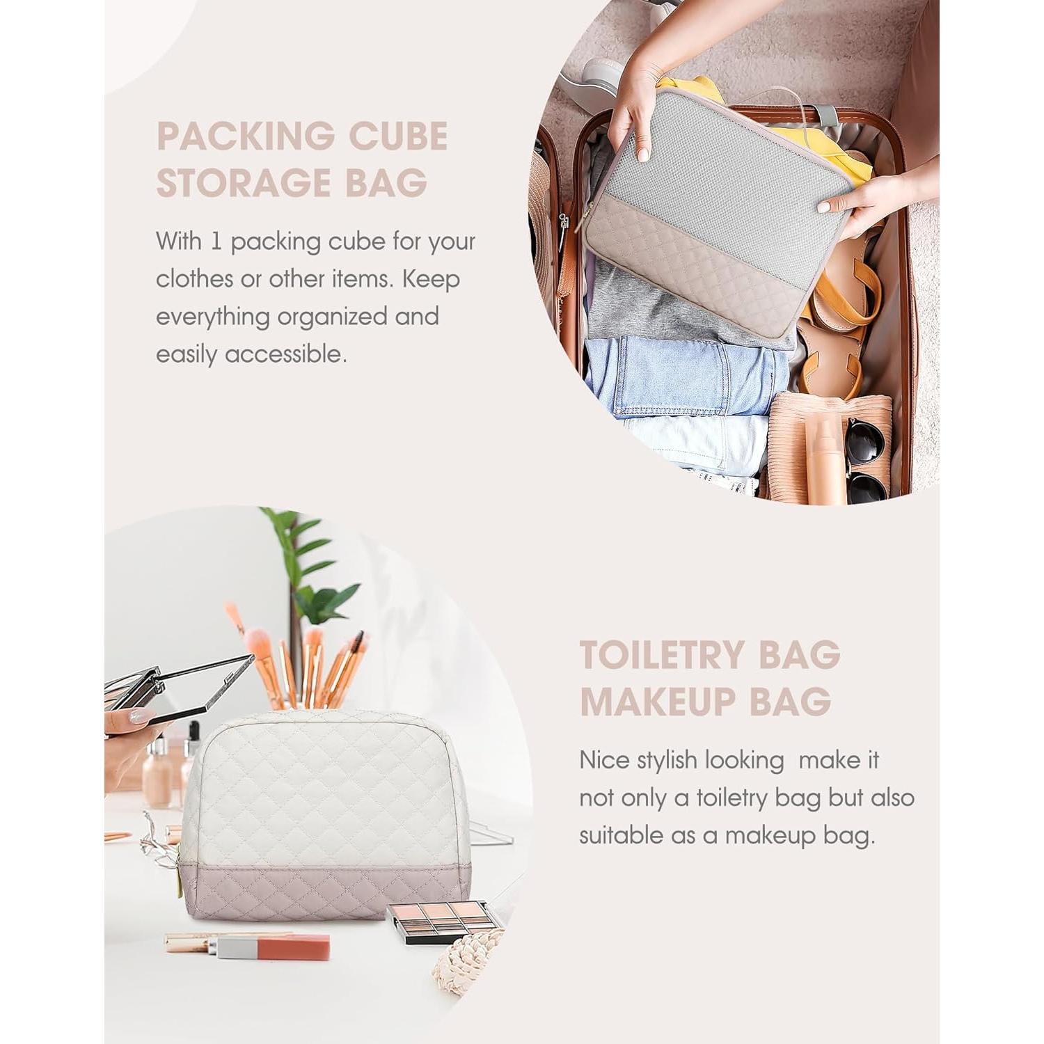 Bolsa de Viaje Duffle Grande Beige para Mujeres 40L con Compartimentos