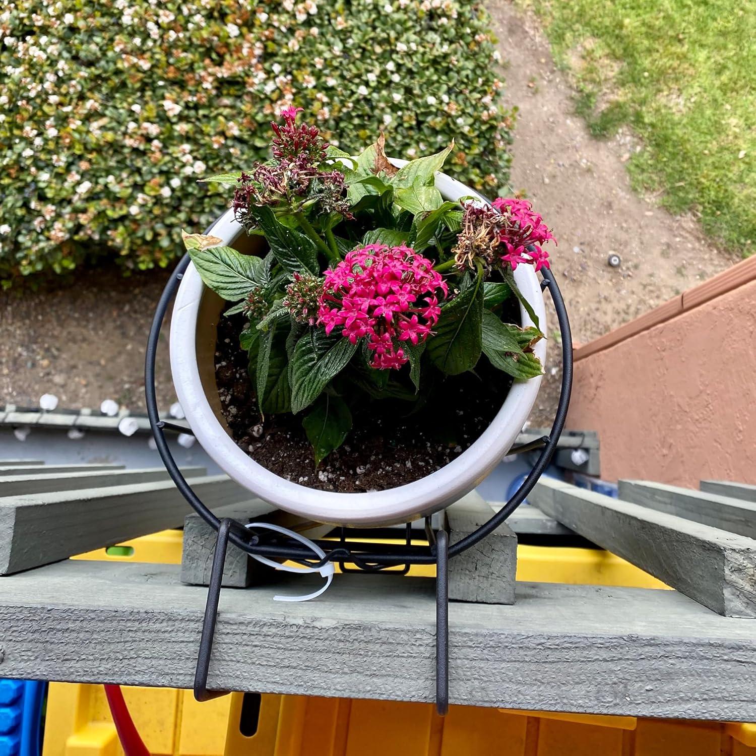 Maceta Colgante TQVAI de 24 cm para Barandilla, Set de 3, Negro