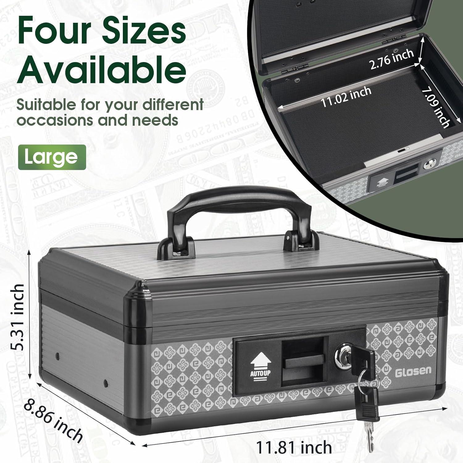 Caja de Dinero Glosen Mediana con Cerradura y Bandeja Extraíble