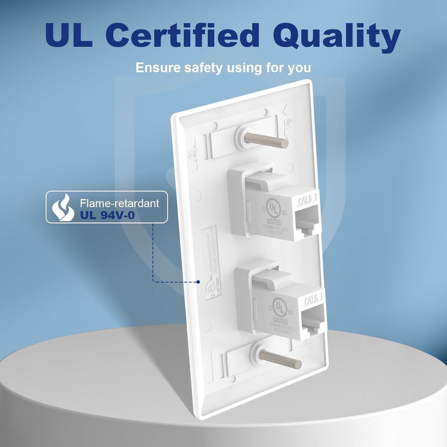 Placa de Pared Ethernet VCE 2 Puertos CAT6 RJ45 Blanca