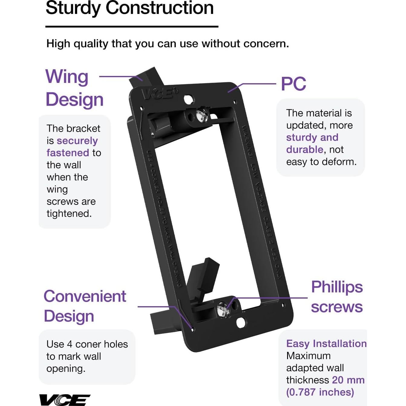 Placa de Pared Ethernet VCE 2 Puertos CAT6 RJ45 Blanca