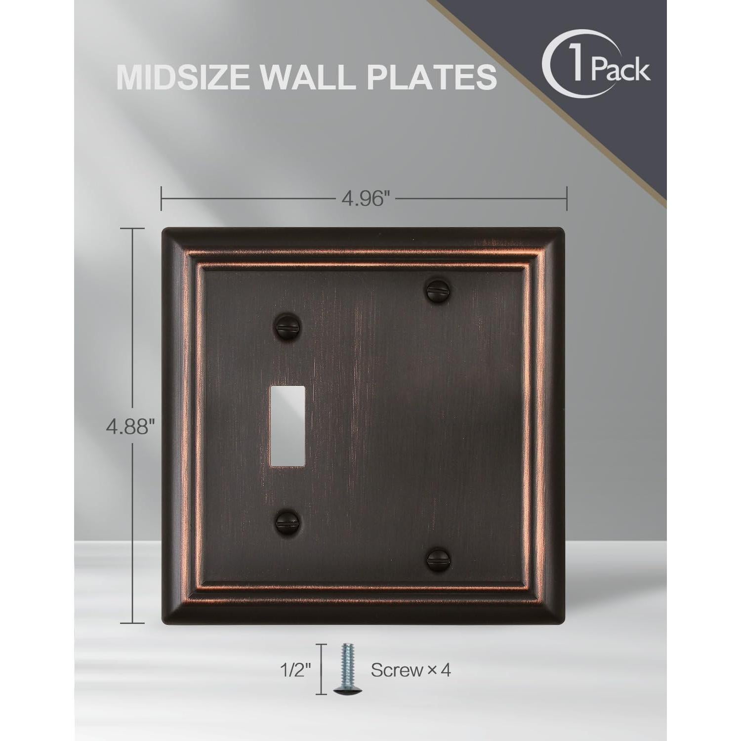 Placa de Pared ZILLSEA Bronce Envejecido 1 Interruptor 12.59x12.39 cm