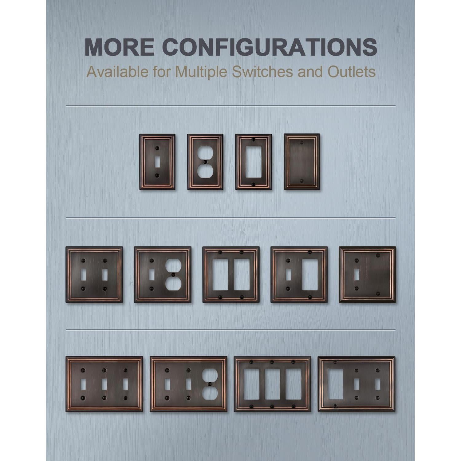 Placa de Pared ZILLSEA Bronce Envejecido 1 Interruptor 12.59x12.39 cm