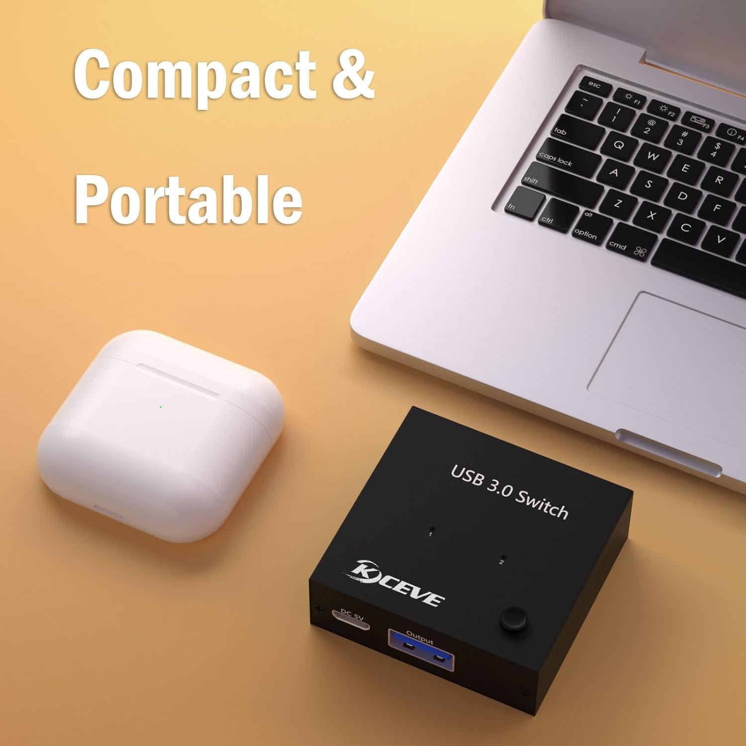 Conmutador USB 3.0 ANXQQ para 2 Computadoras con 2 Cables