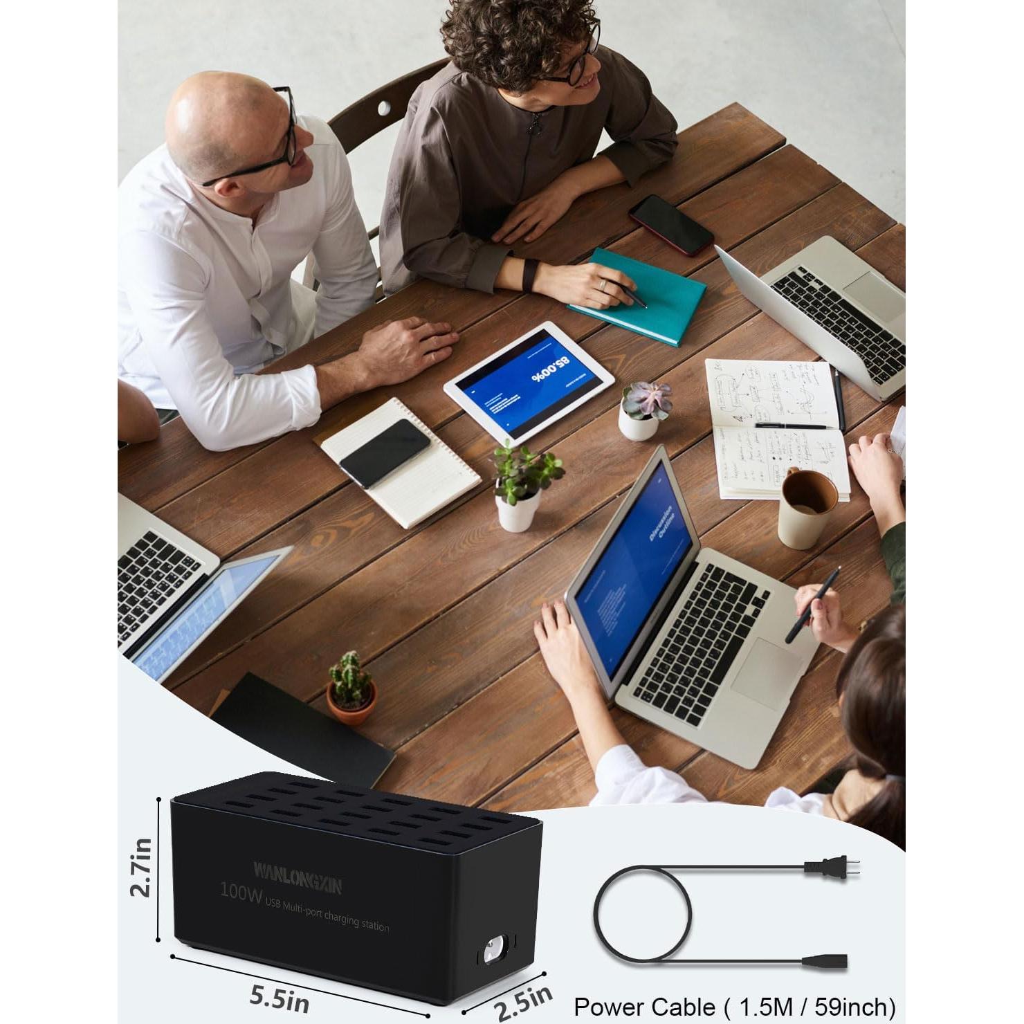 Estación de Carga USB 100W 20 Puertos Multi Dispositivos