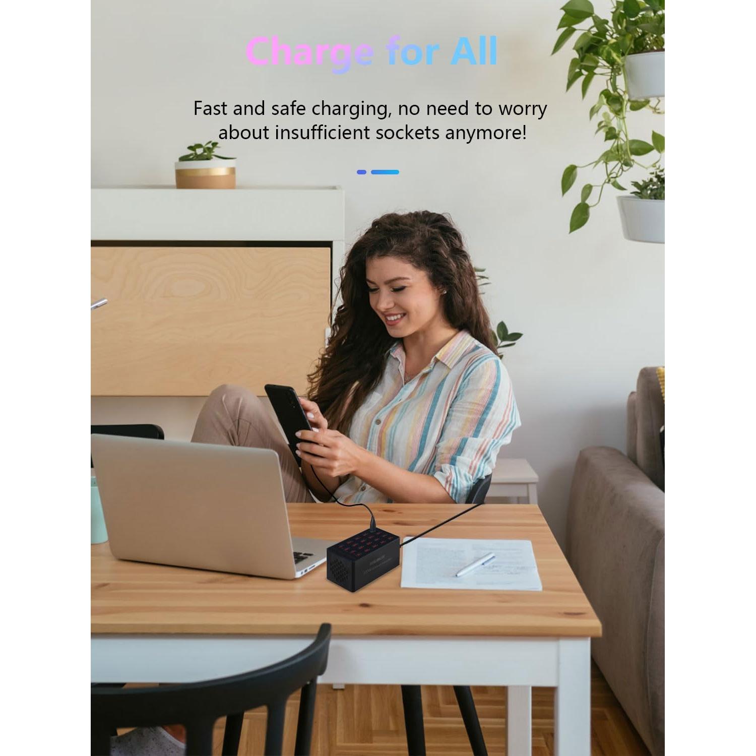 Estación de Carga USB 100W 20 Puertos Multi Dispositivos