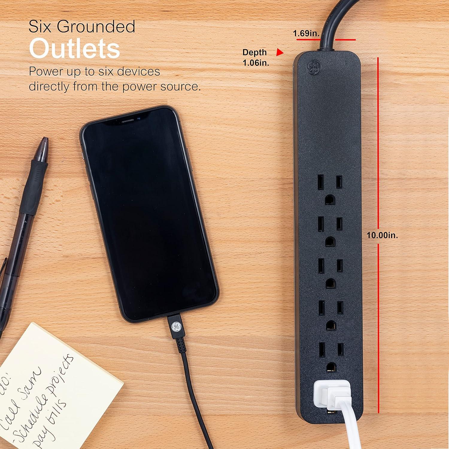 Regleta GE Protector Sobretensiones 6 Salidas 620 Julios 0.61m