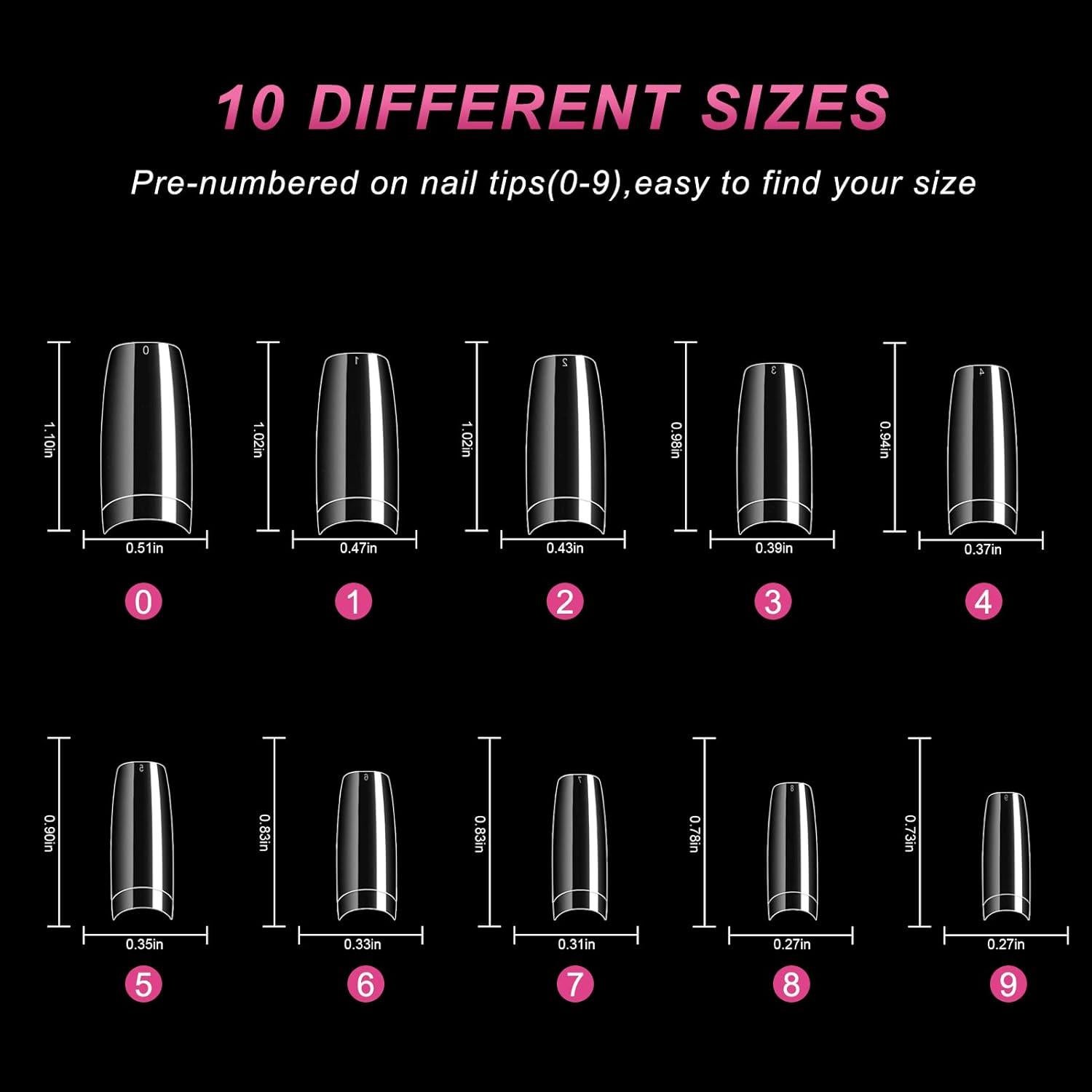 Kit de Uñas Falsas Transparentes Krofaue 100 Pcs con Pegamento