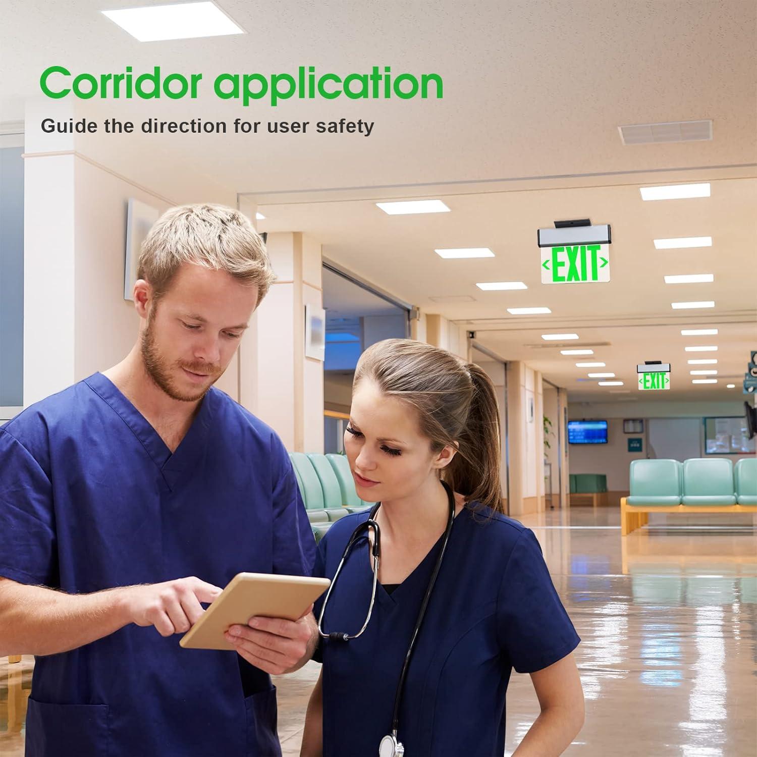 Señal de Salida Iluminada LED Verde Doble Cara SiTiSFi