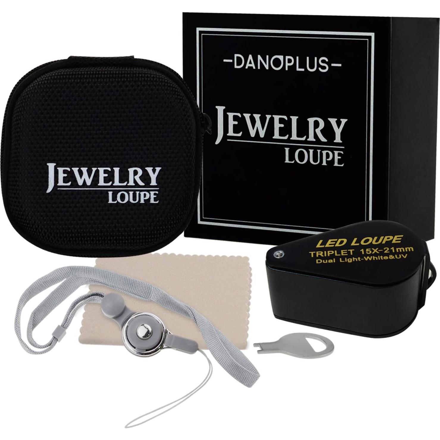 Lupa de Joyero 15x DANOPLUS con LED UV y Lente Triplete 21mm