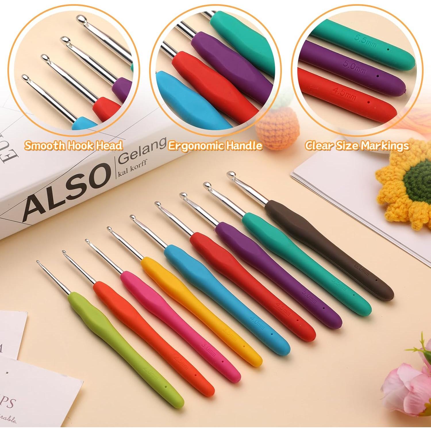 Juego de Ganchillos Ergonómico Zlulary 116 Piezas con Estuche