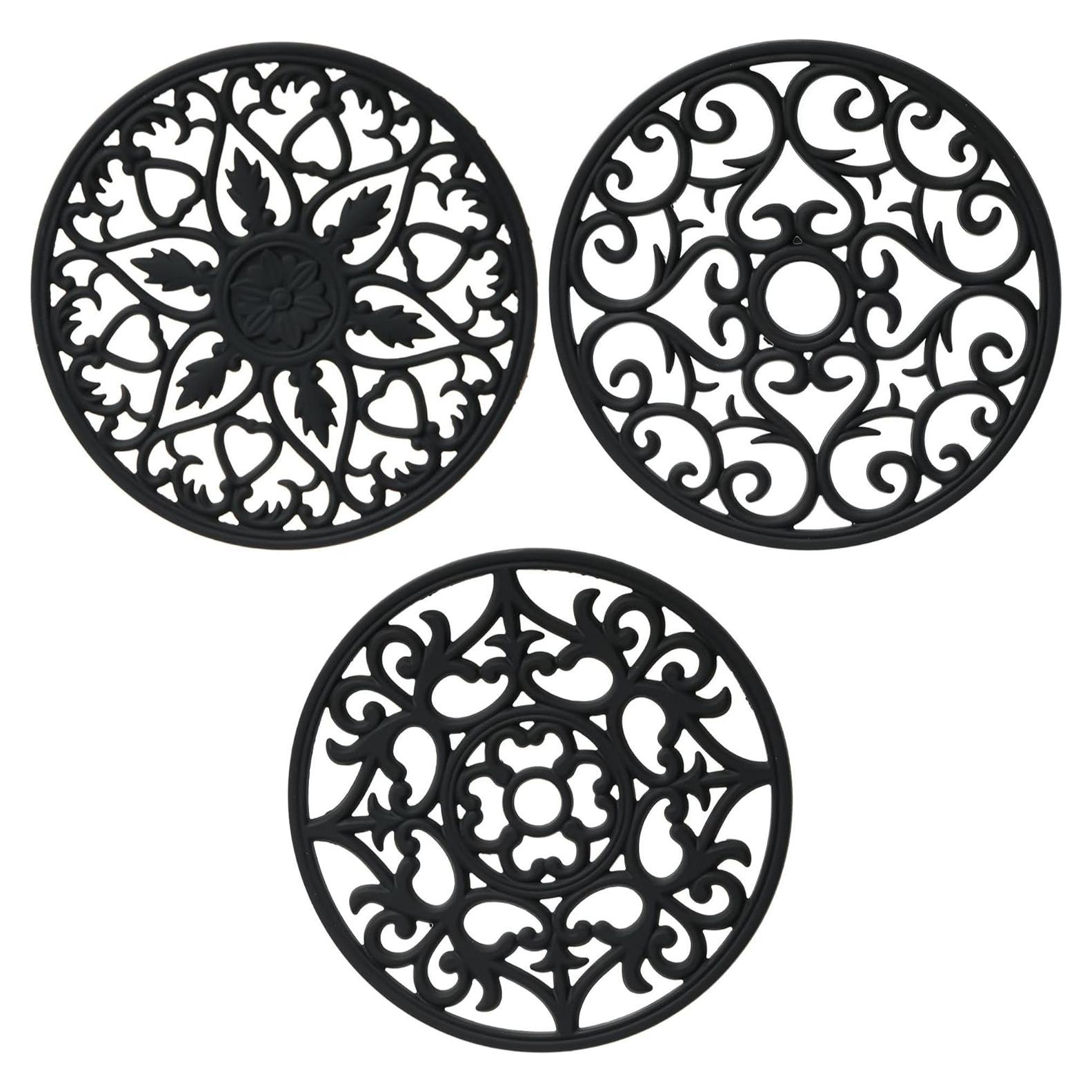 Set de 3 Mats de Silicona Viwehots Antideslizantes 20cm Negro