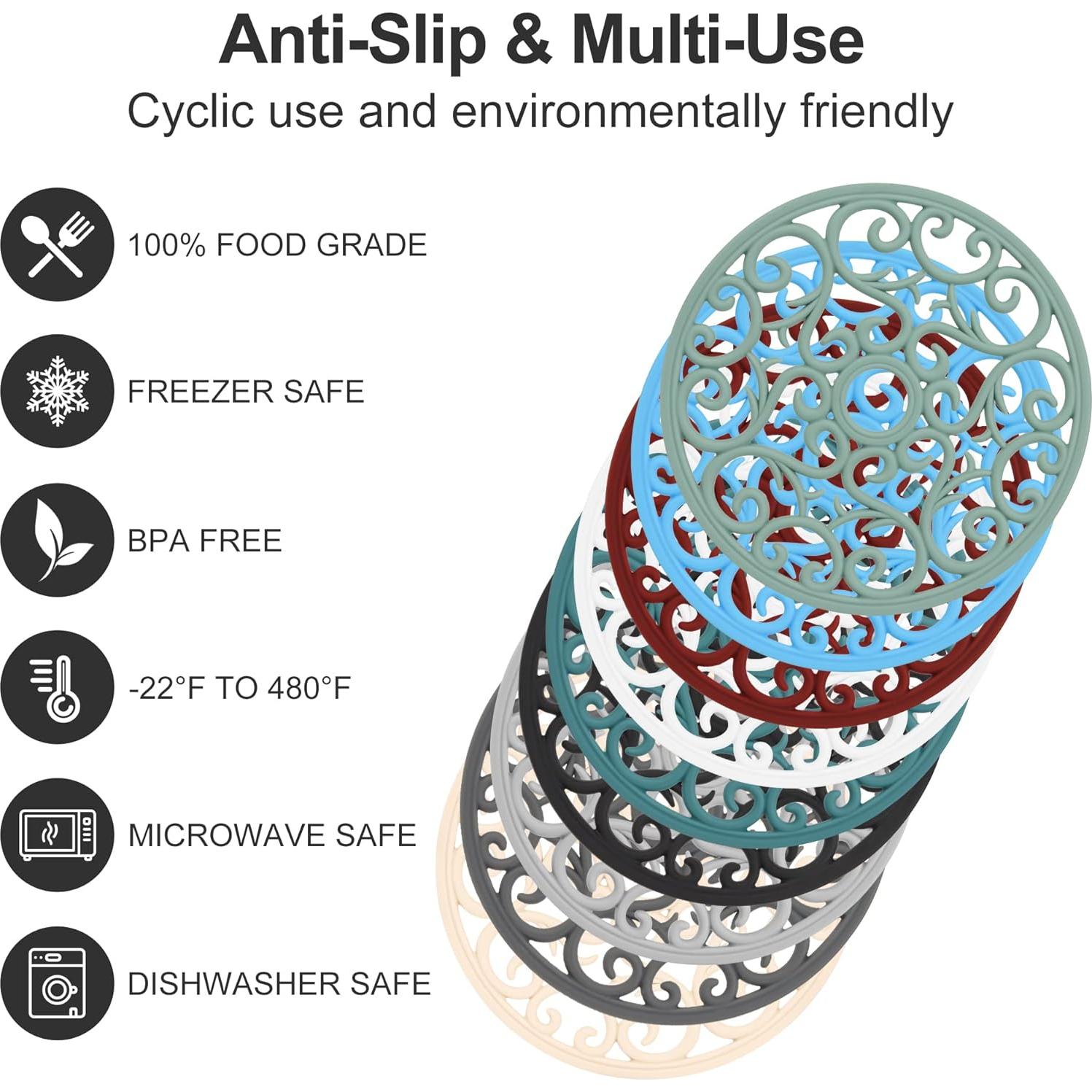 Set de 3 Mats de Silicona Viwehots Antideslizantes 20cm Negro