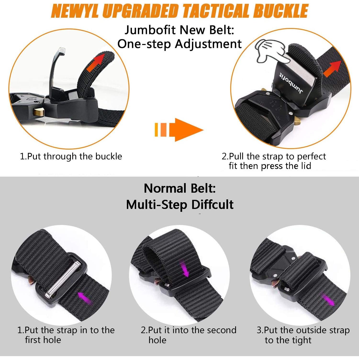 Cinturón Táctico Jumbofit Nylon Ajustable 125 cm con Hebilla