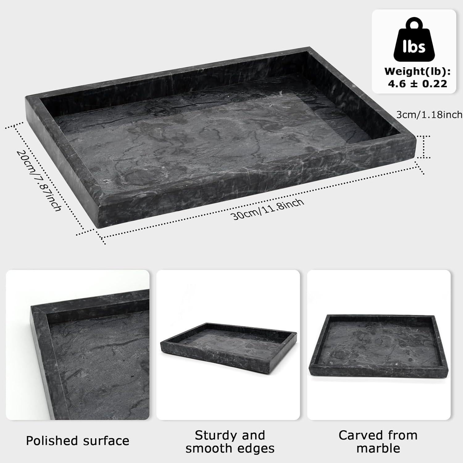 Bandeja de Baño de Mármol MULWR 30x20 cm Negro Art Deco