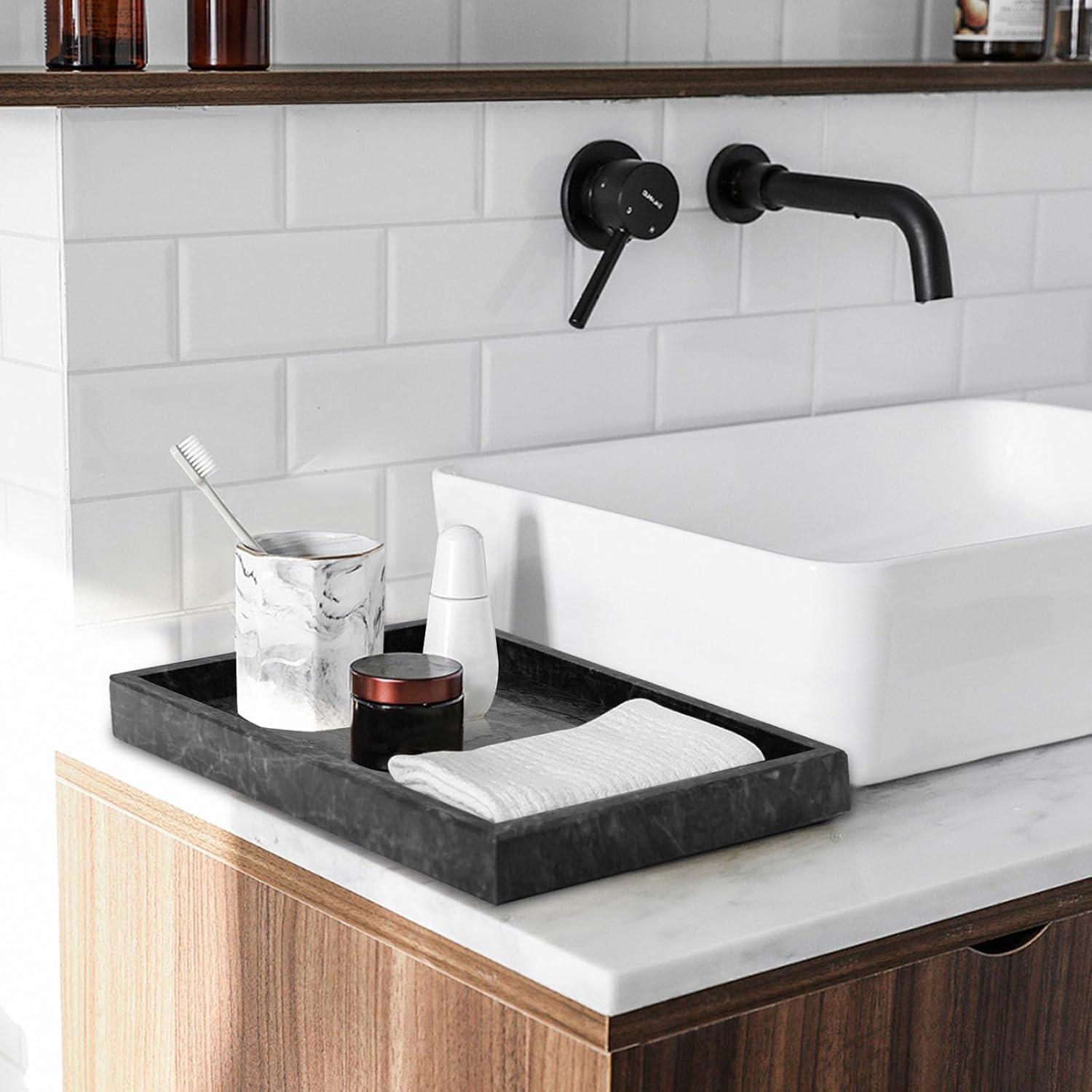 Bandeja de Baño de Mármol MULWR 30x20 cm Negro Art Deco