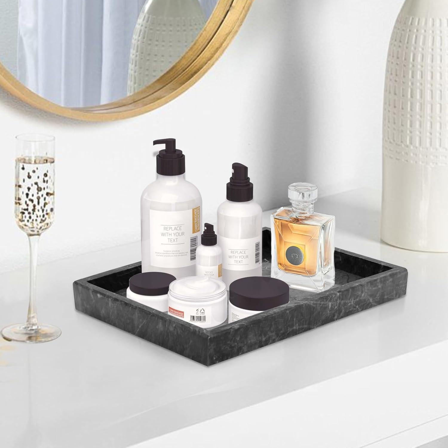 Bandeja de Baño de Mármol MULWR 30x20 cm Negro Art Deco