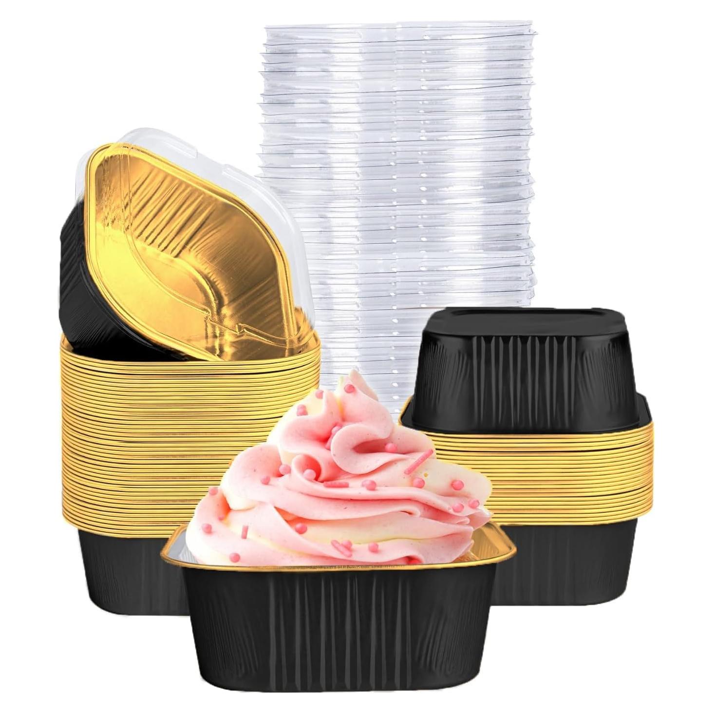 Paquete de 40 Mini Moldes Cuadrados ZWYSLFCY 5oz Desechables