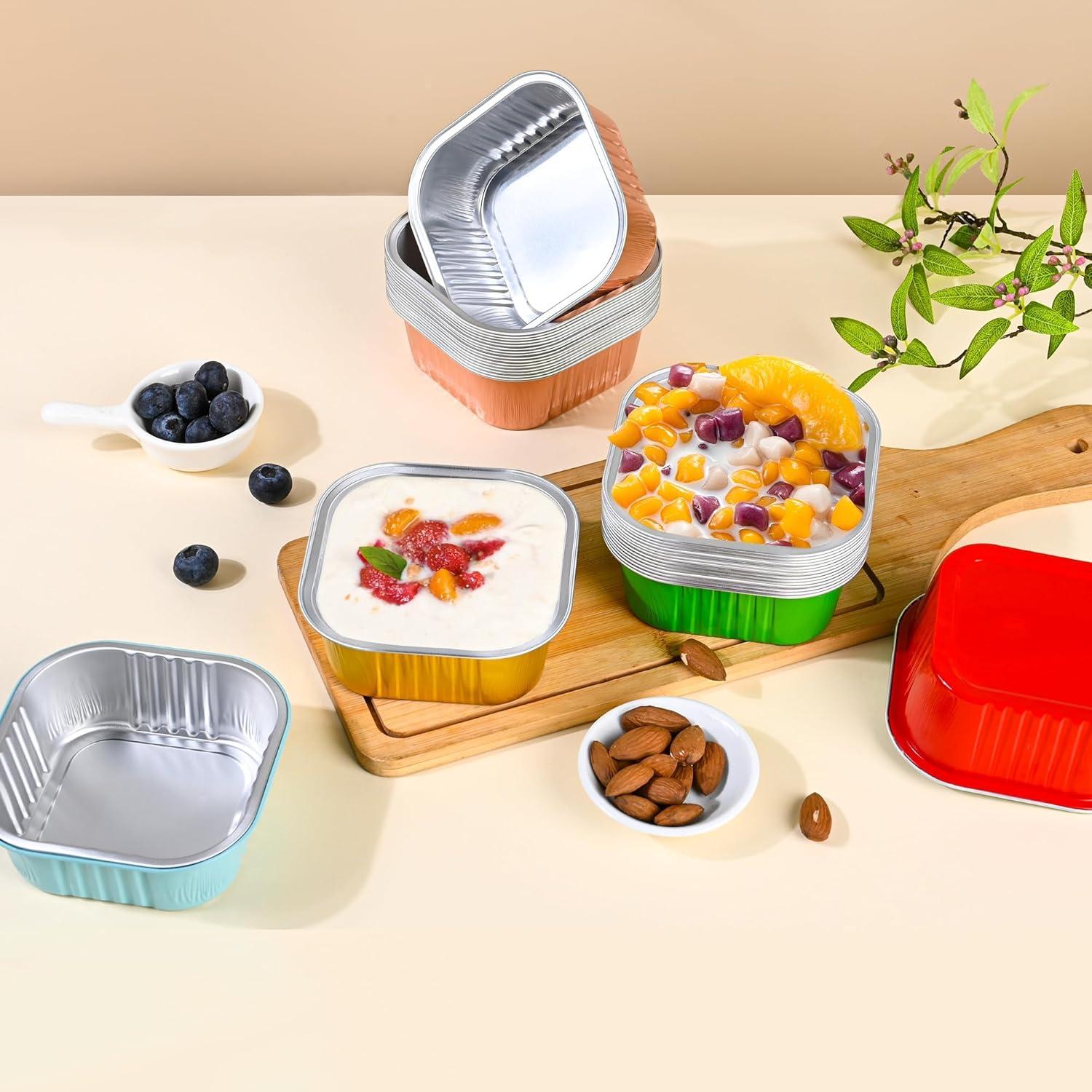 Paquete de 40 Mini Moldes Cuadrados ZWYSLFCY 5oz Desechables