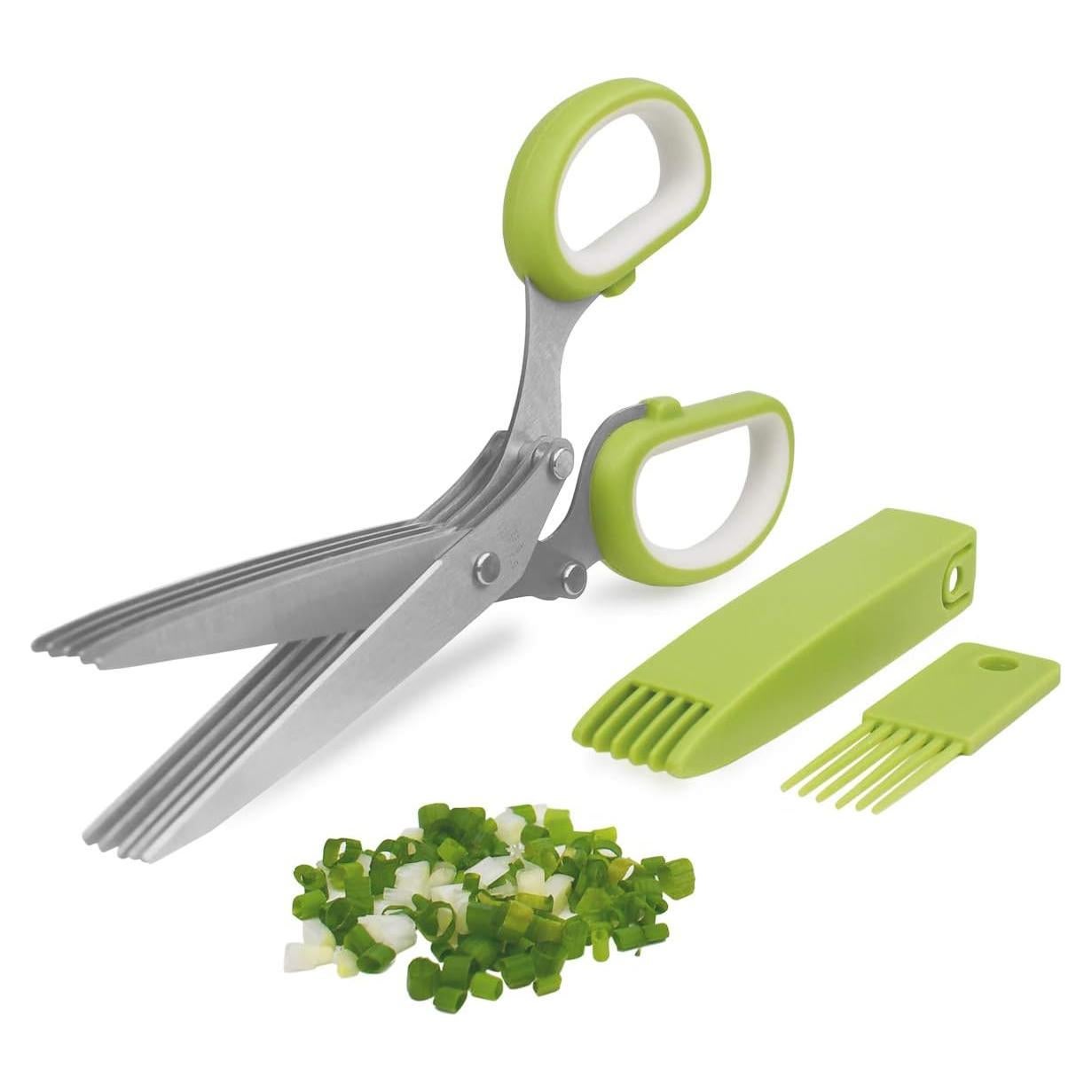 Tijeras para Hierbas TTSAM 5 Cuchillas Acero Inoxidable Verde