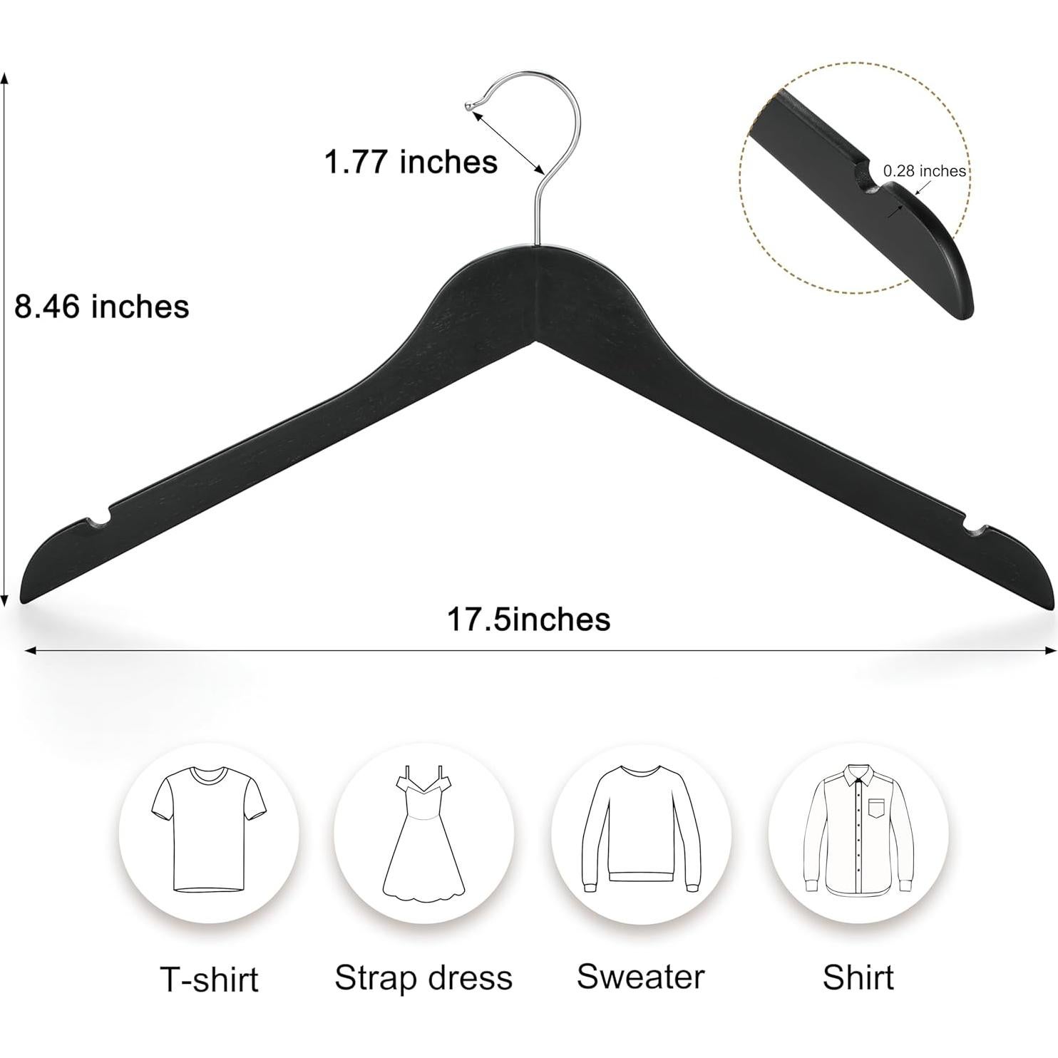 Perchas de Madera TOPIA HANGER 30 Pack, Antideslizantes y Duraderas