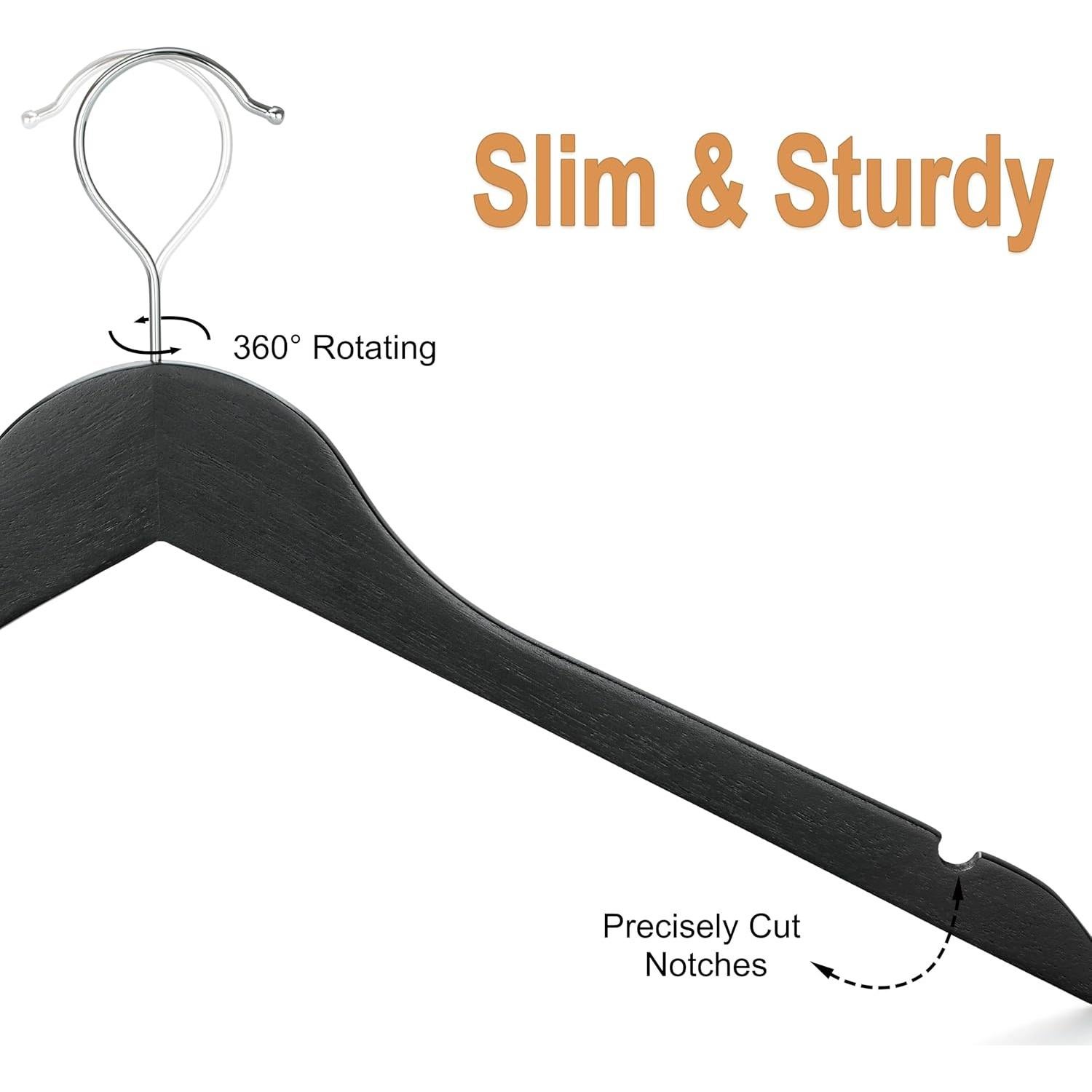 Perchas de Madera TOPIA HANGER 30 Pack, Antideslizantes y Duraderas