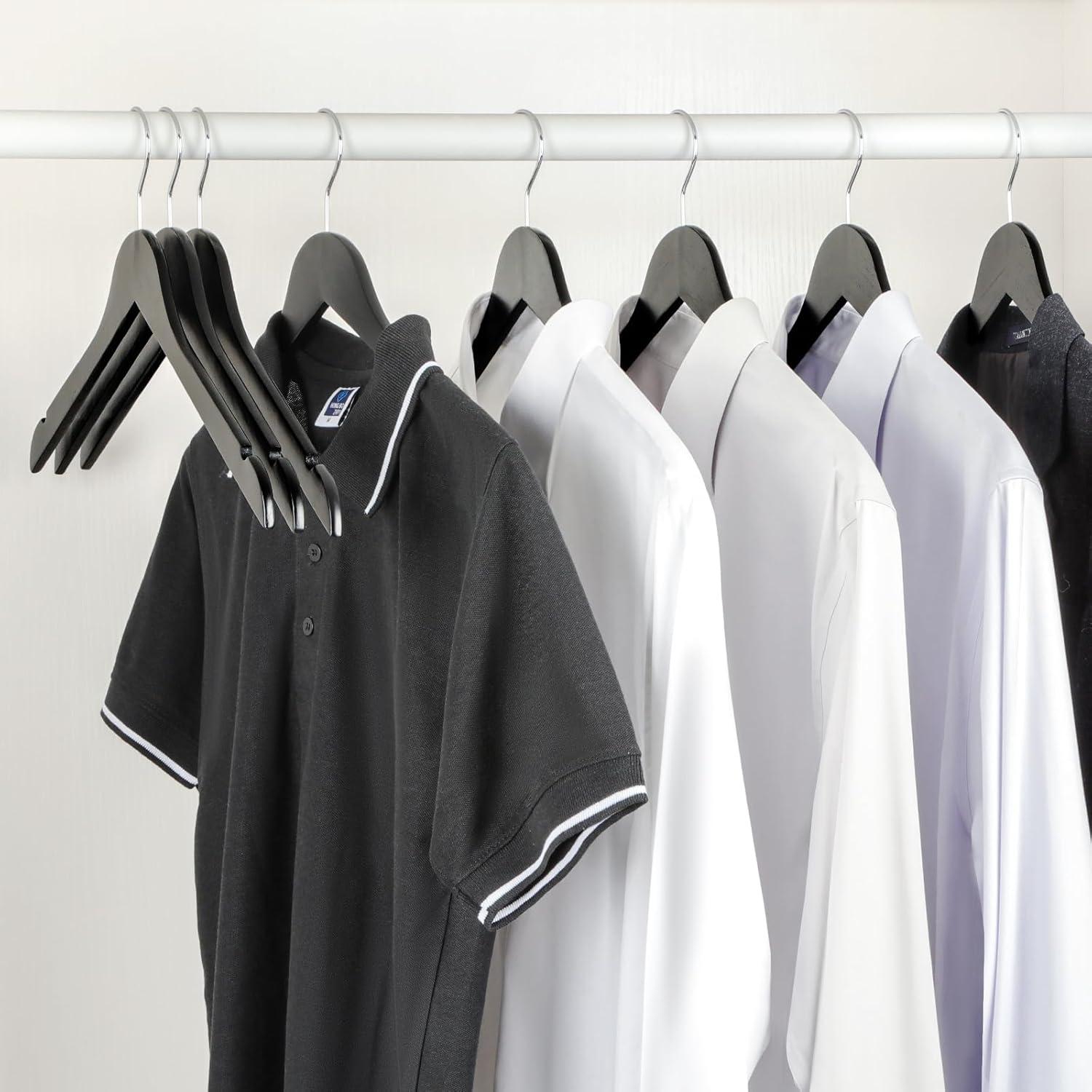 Perchas de Madera TOPIA HANGER 30 Pack, Antideslizantes y Duraderas