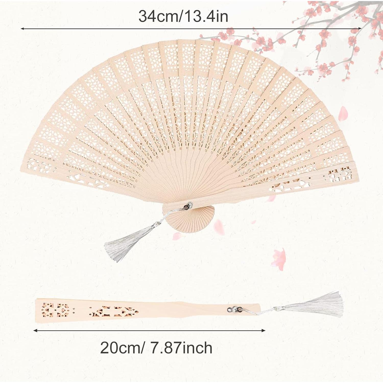 2 Abanicos de Madera Plegables Emsiok 20 cm Vintage