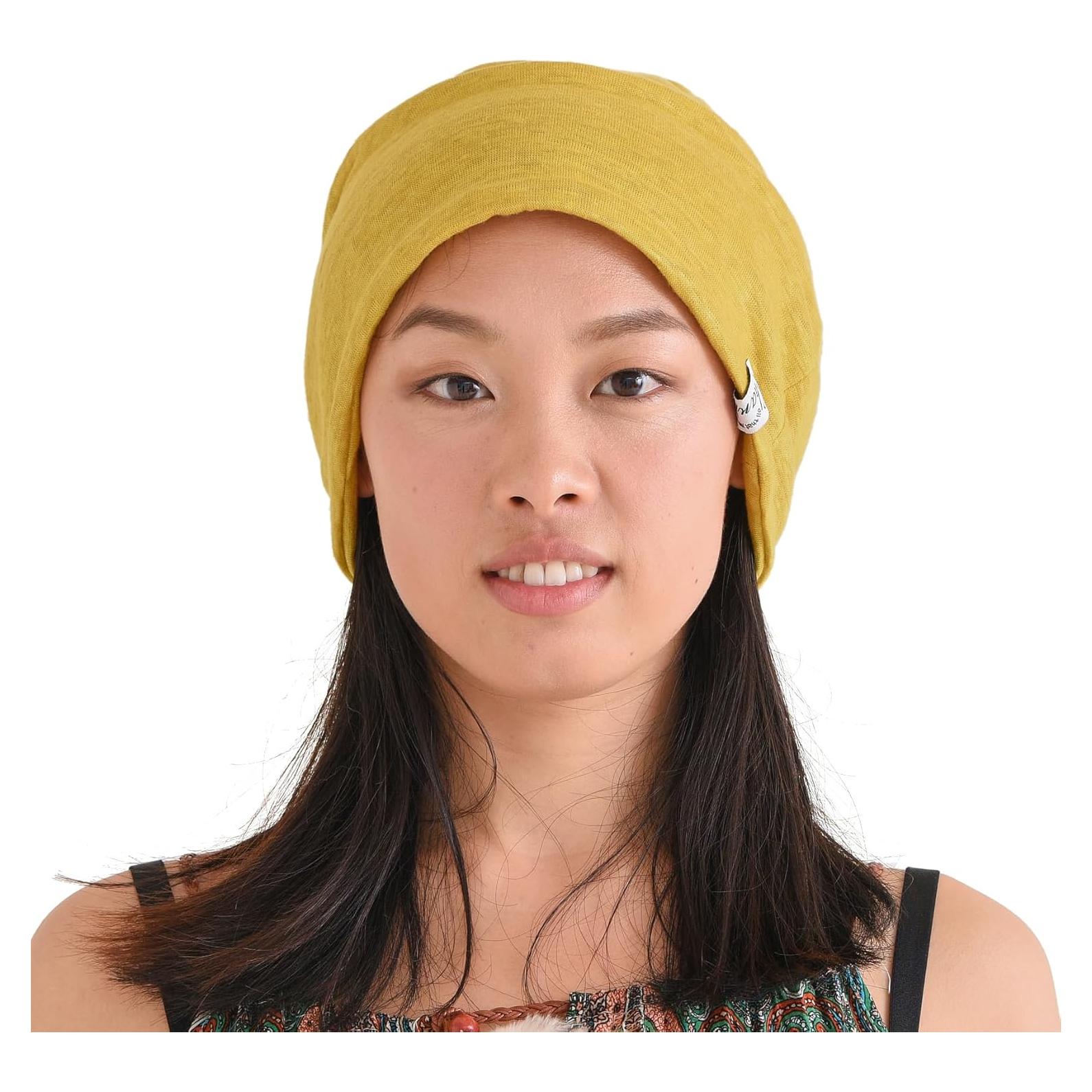 Gorro de Lino Charm 3 en 1 para Hombre - Diadema y Gaiter Mostaza