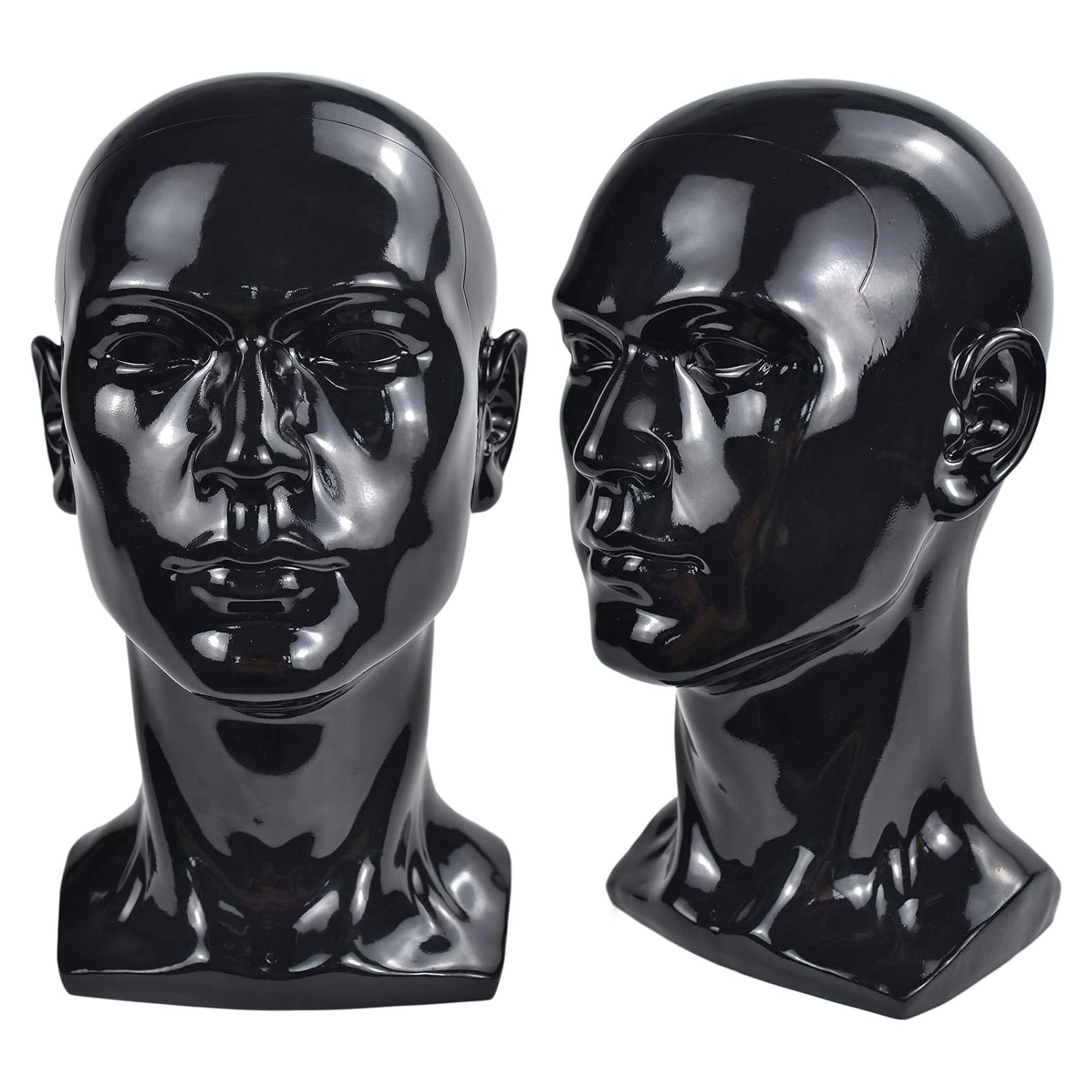 Cabeza de Maniquí de PVC Negro Masculino para Exhibición 30.48 cm