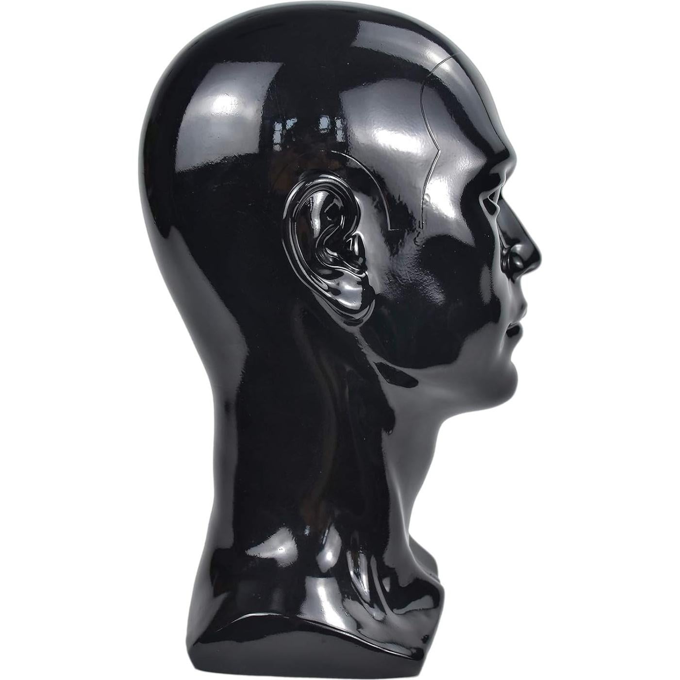 Cabeza de Maniquí de PVC Negro Masculino para Exhibición 30.48 cm