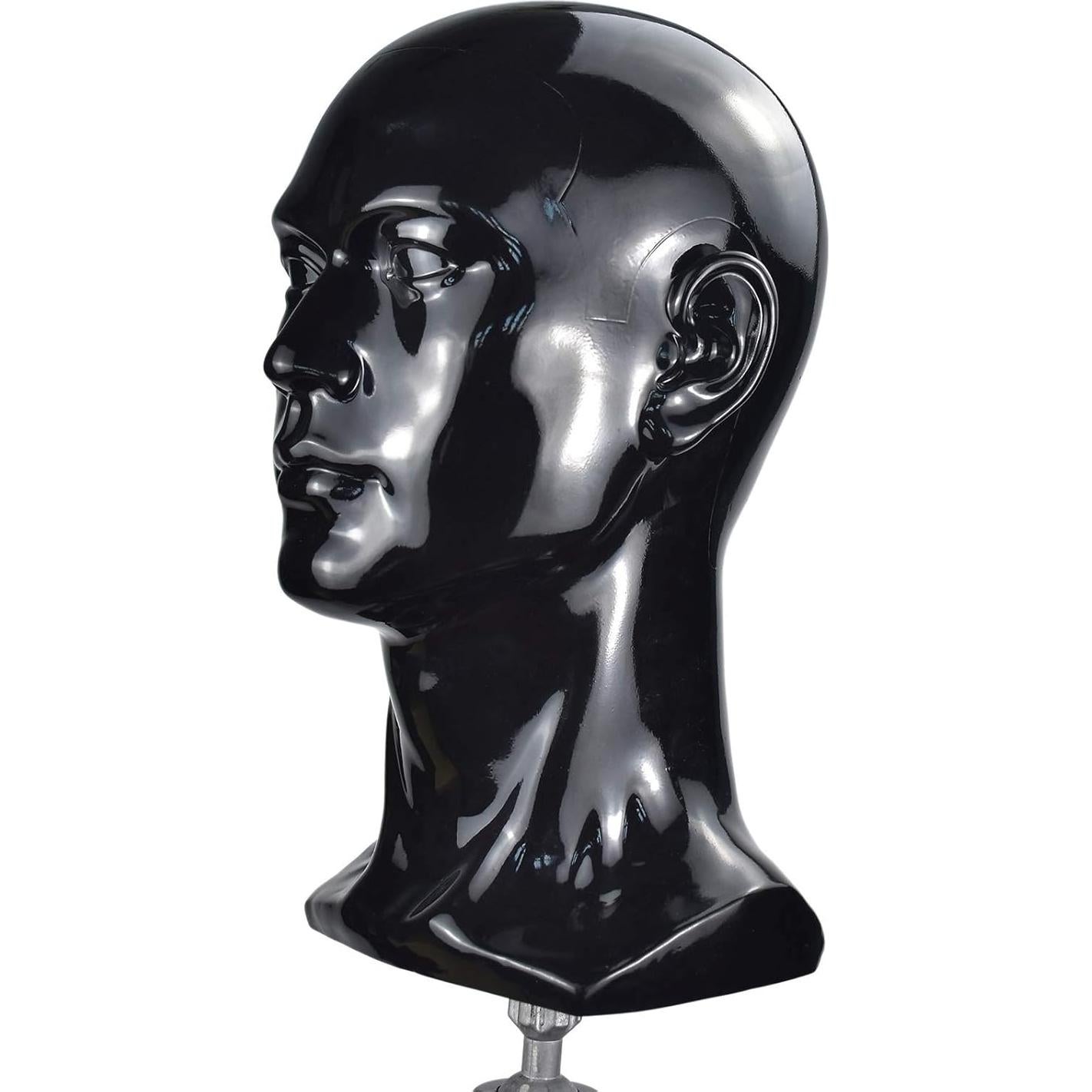 Cabeza de Maniquí de PVC Negro Masculino para Exhibición 30.48 cm