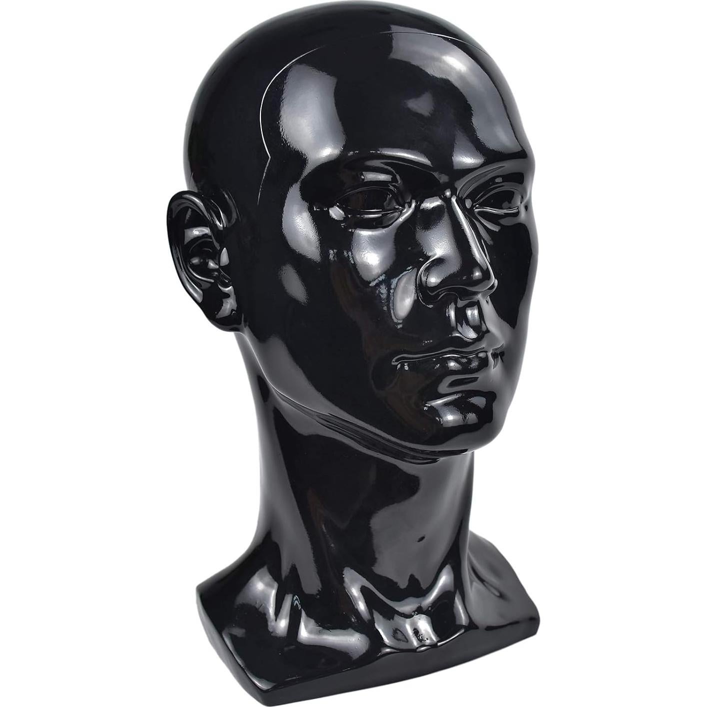 Cabeza de Maniquí de PVC Negro Masculino para Exhibición 30.48 cm