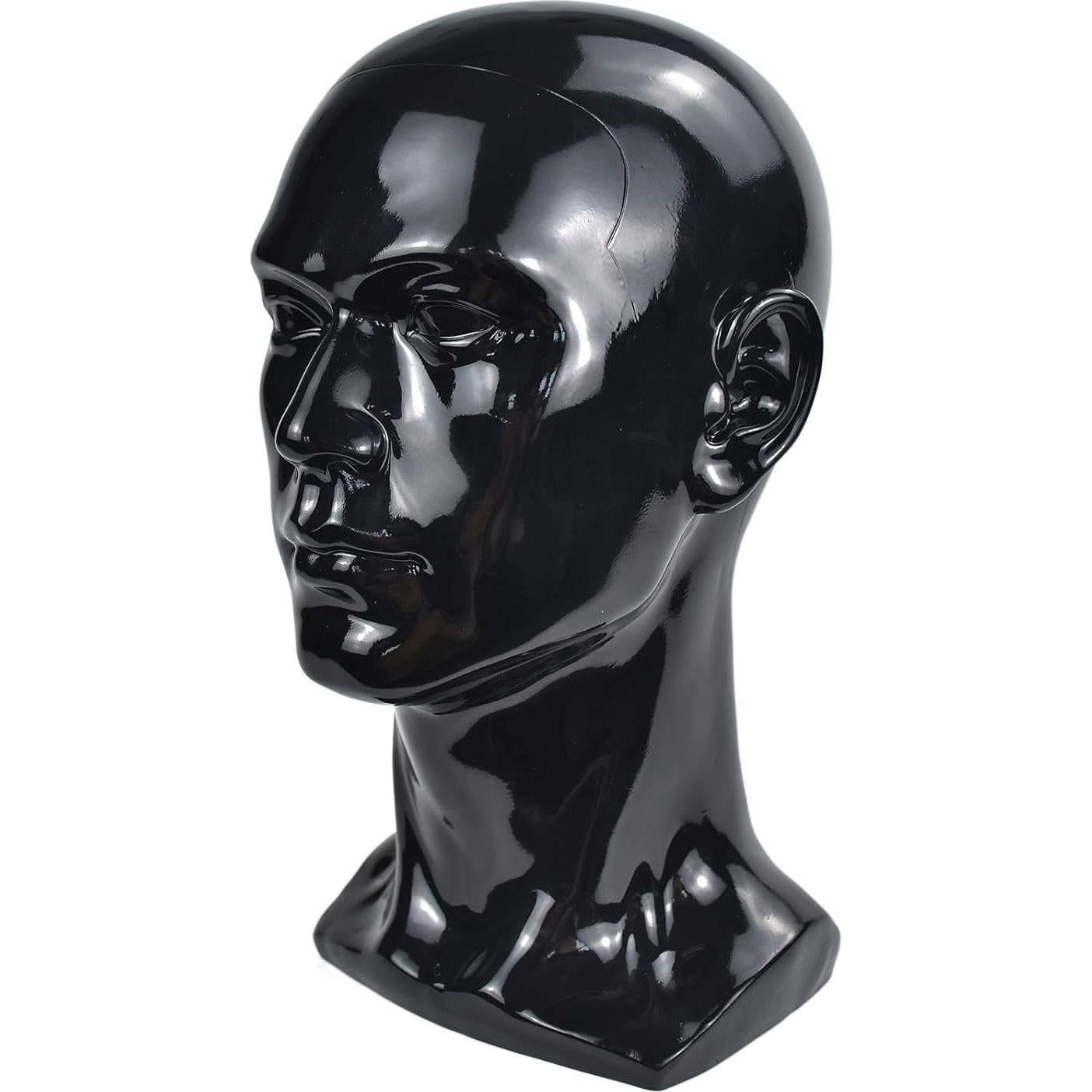 Cabeza de Maniquí de PVC Negro Masculino para Exhibición 30.48 cm