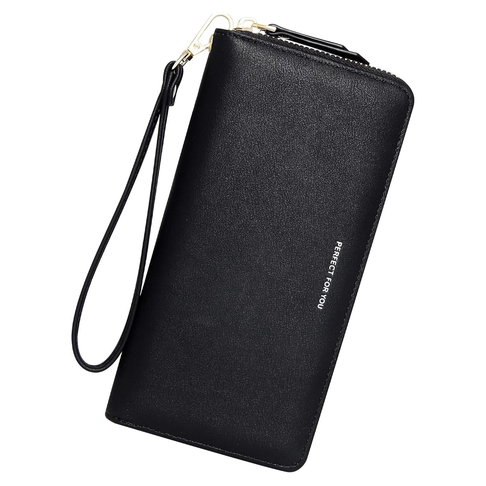 Cartera de muñeca GEEAD para mujer, cuero PU, bloqueo RFID