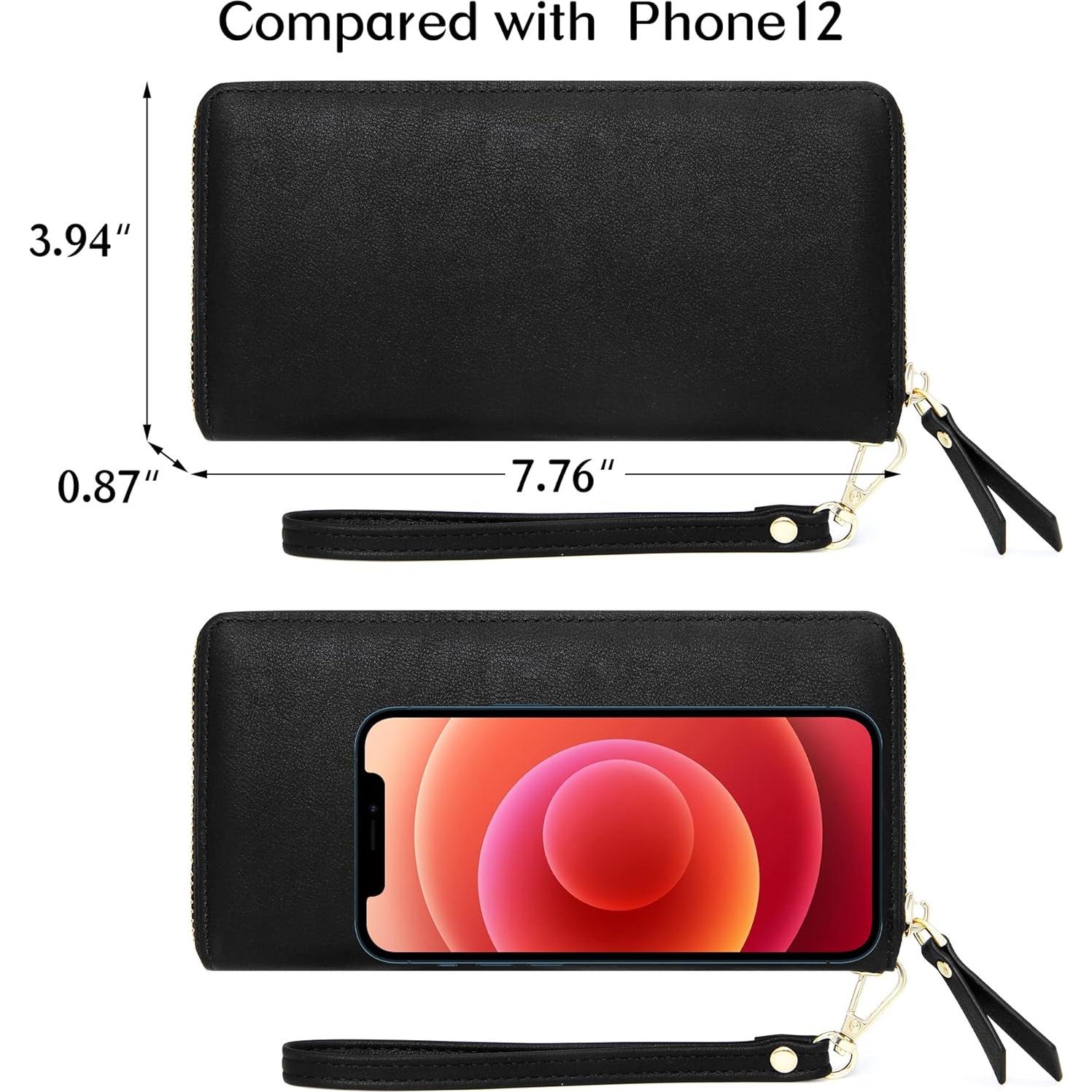 Cartera de muñeca GEEAD para mujer, cuero PU, bloqueo RFID