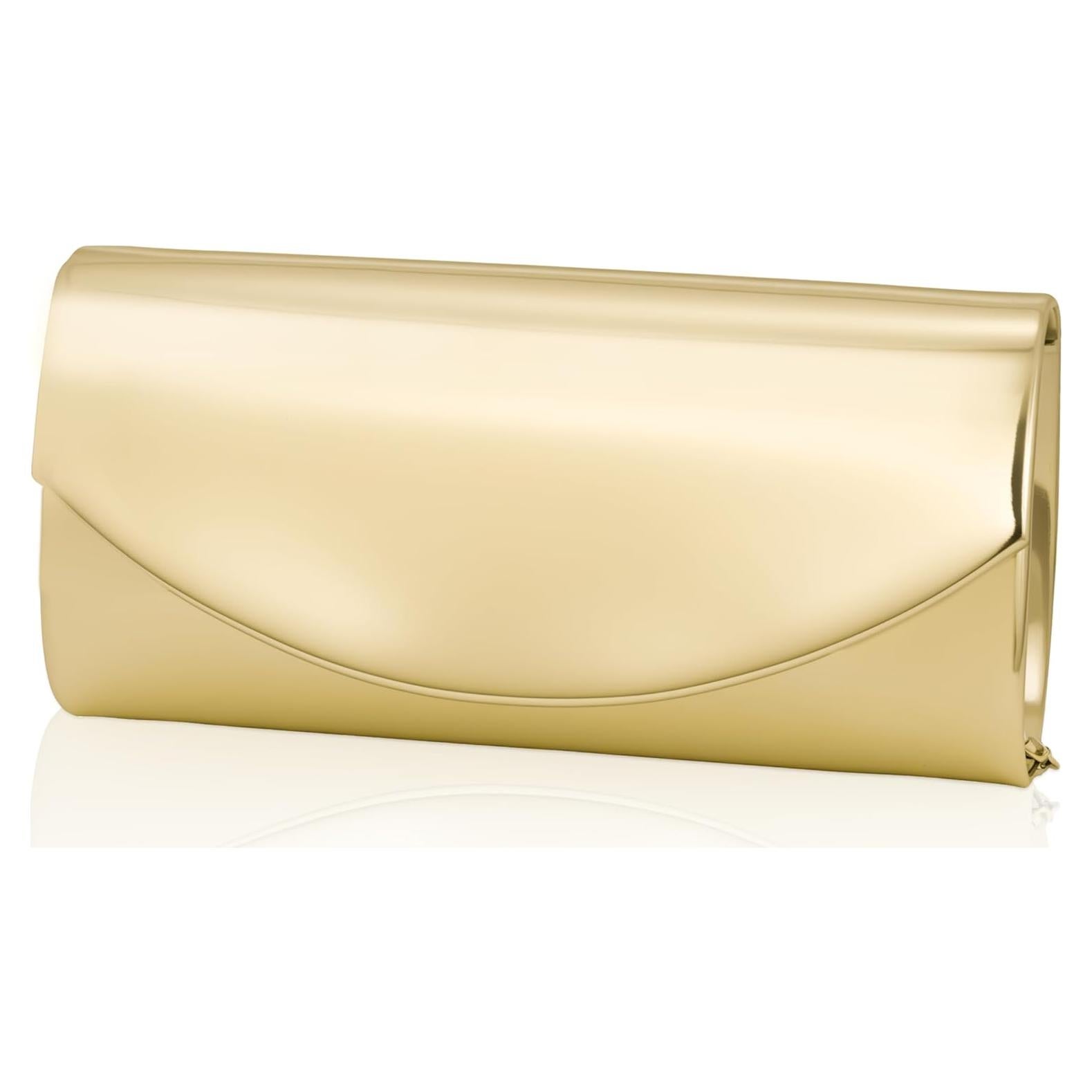 Bolso de Mano Larcenciel de Cuero Sintético Metalizado Oro