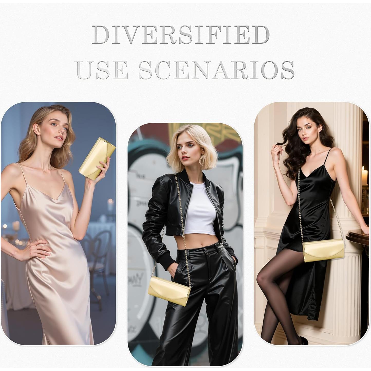 Bolso de Mano Larcenciel de Cuero Sintético Metalizado Oro