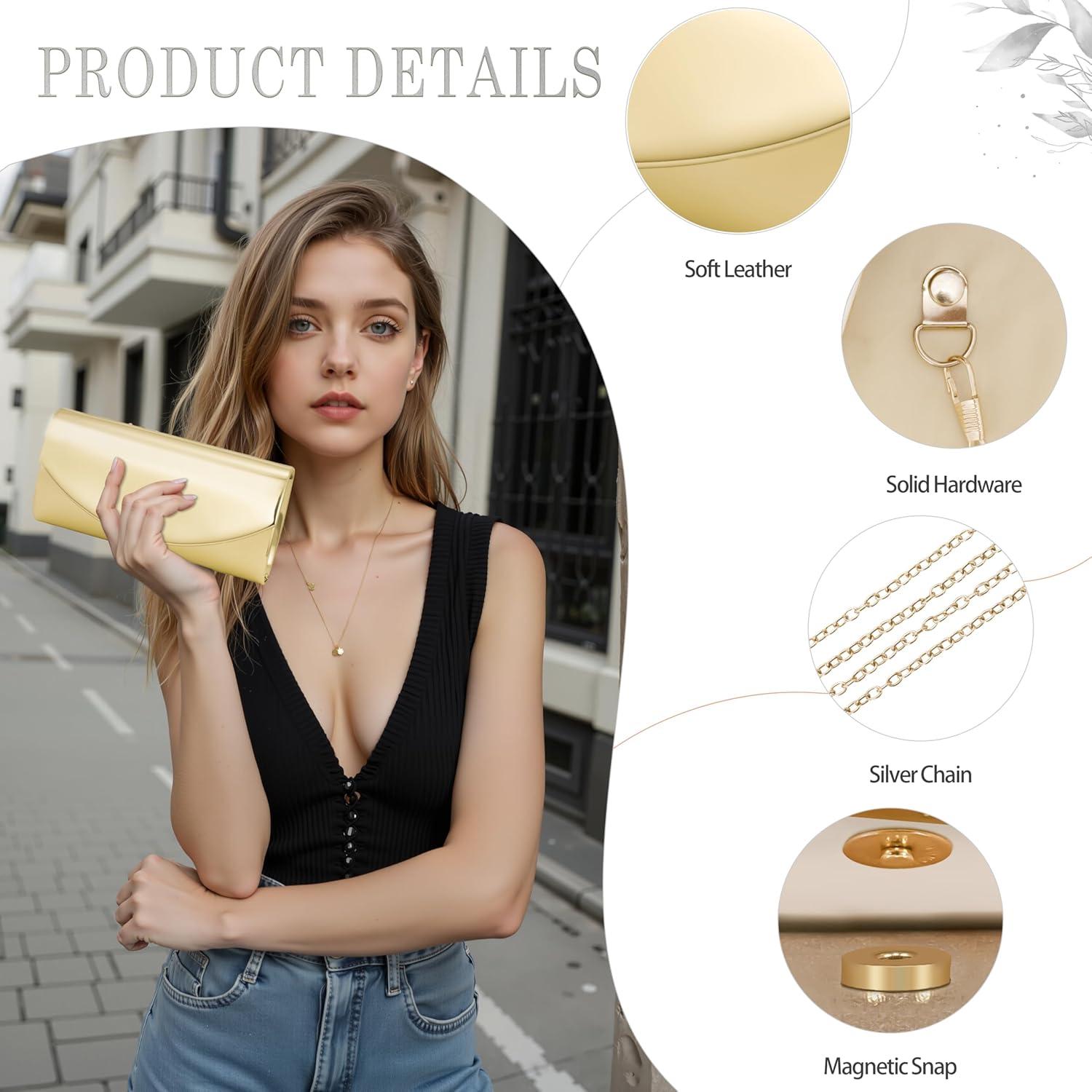 Bolso de Mano Larcenciel de Cuero Sintético Metalizado Oro