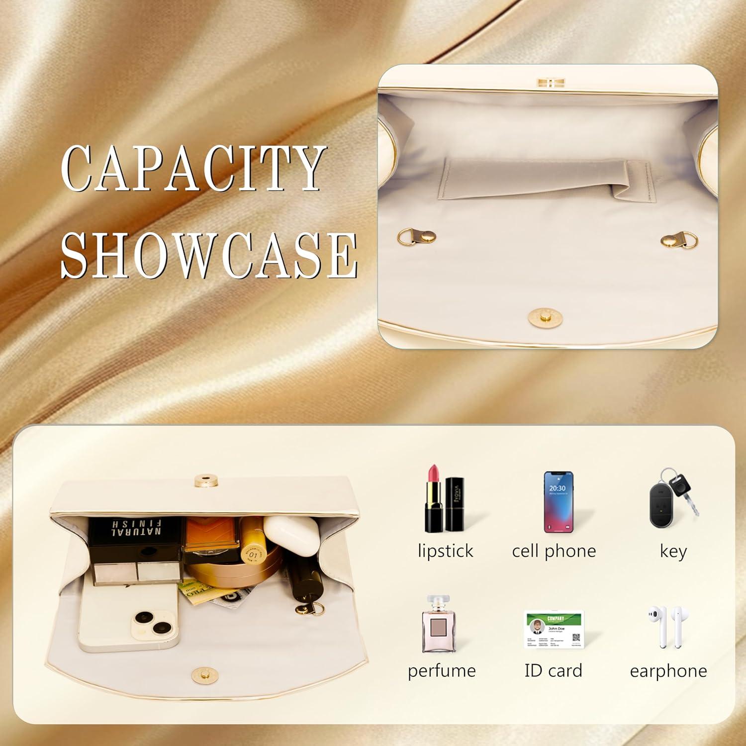 Bolso de Mano Larcenciel de Cuero Sintético Metalizado Oro