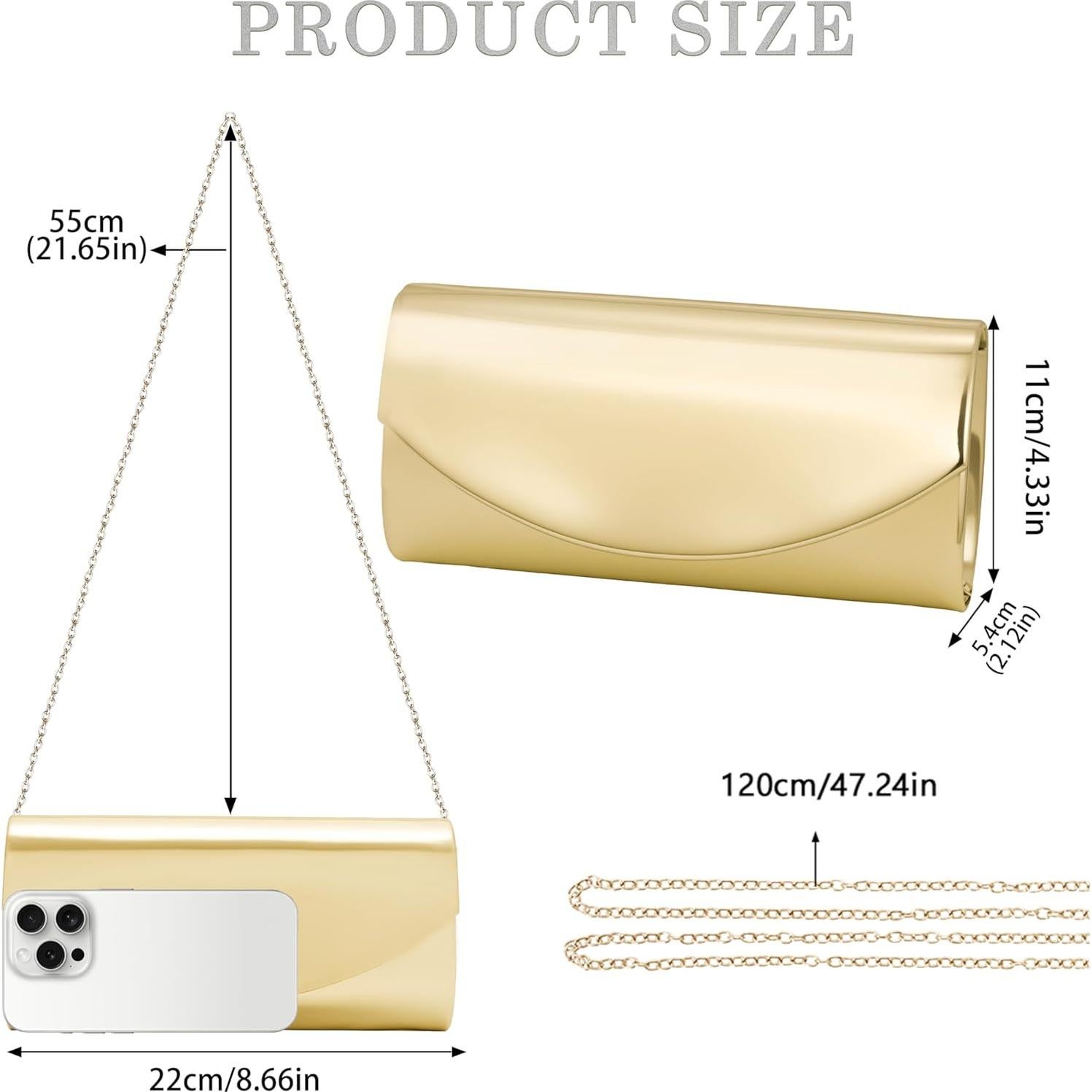 Bolso de Mano Larcenciel de Cuero Sintético Metalizado Oro