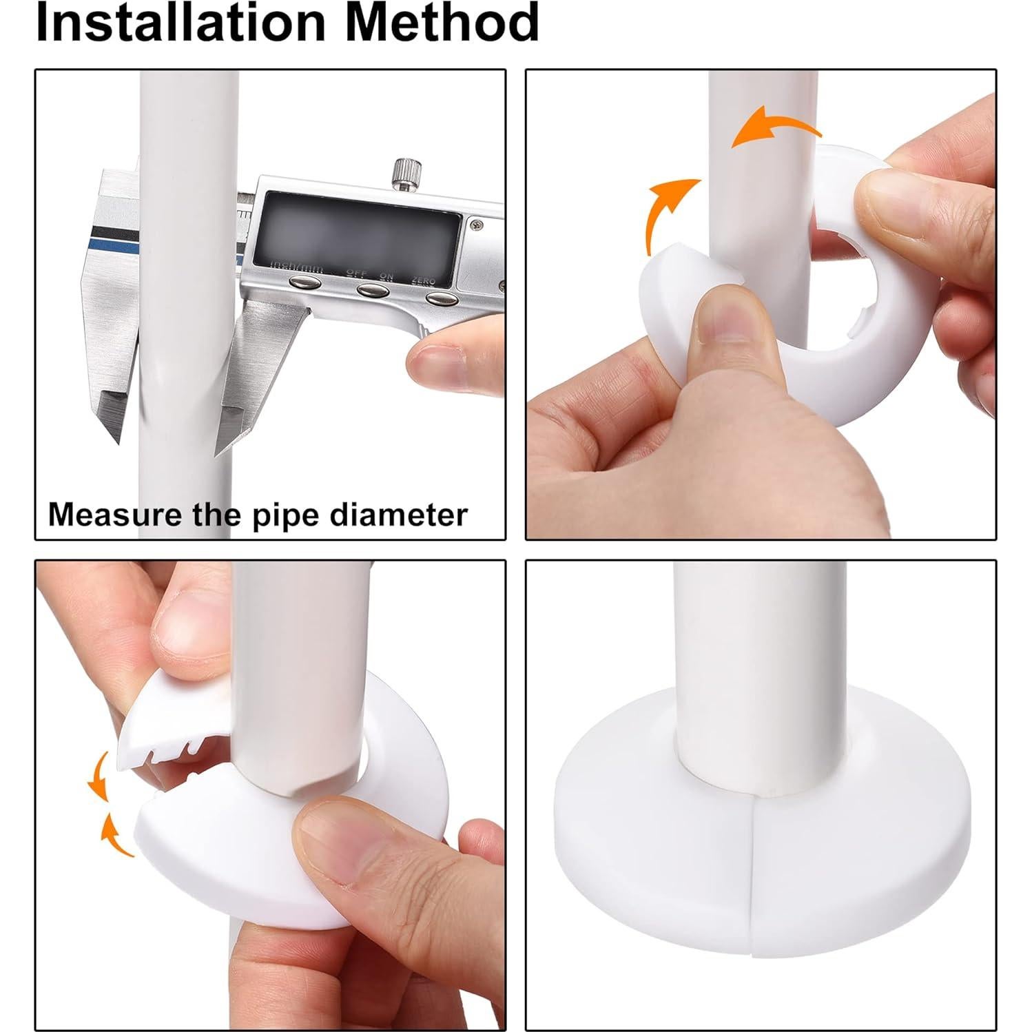 Cubierta de Tubo Decorativa uxcell 12mm Plástico Blanco 8pcs
