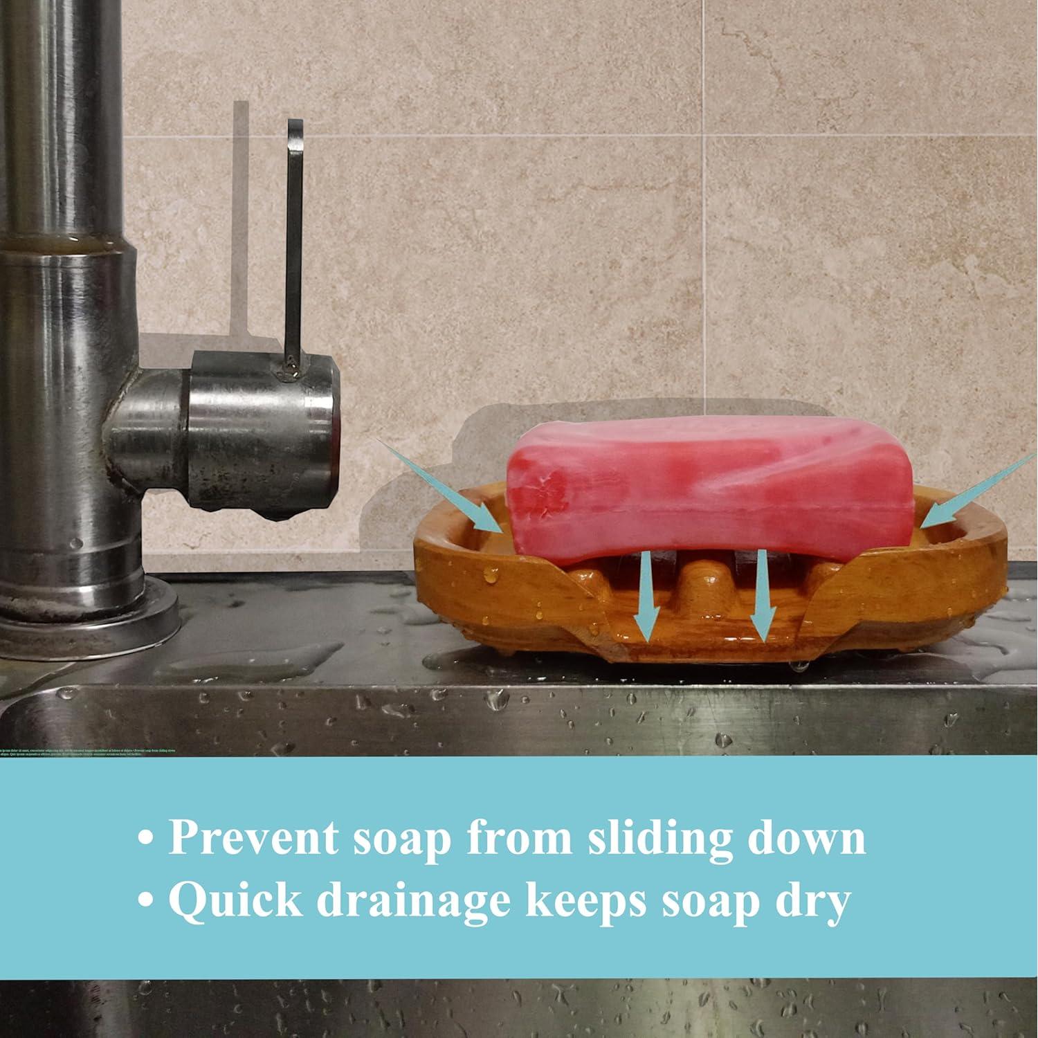 Soporte de Jabón de Madera NAZAKOOL - Drenaje Rápido 12.7x7.6cm