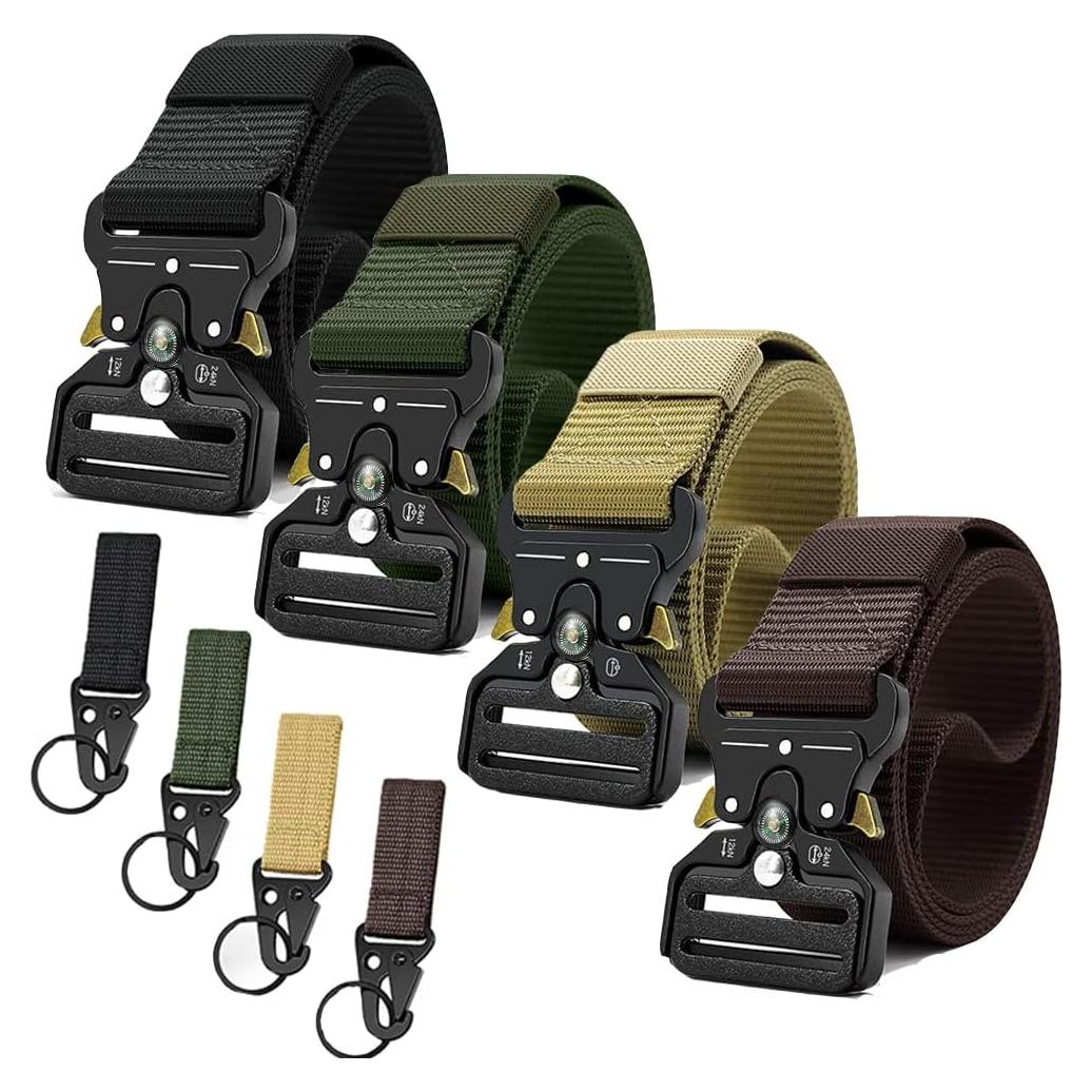 Cinturones Tácticos 4 Pack para Hombres con Brújula
