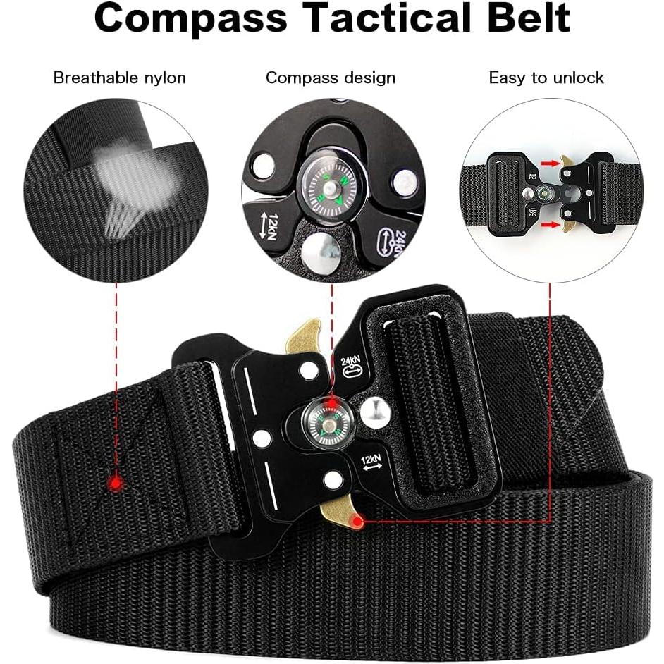 Cinturones Tácticos 4 Pack para Hombres con Brújula