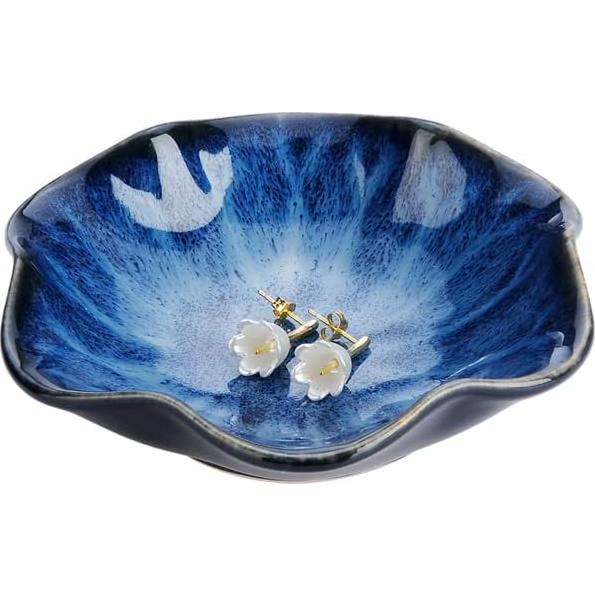 Bandeja de Cerámica Azul Hoja de Loto JAMEND CLXP 10.9x9.4cm