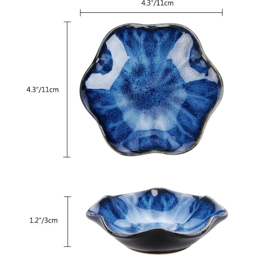 Bandeja de Cerámica Azul Hoja de Loto JAMEND CLXP 10.9x9.4cm