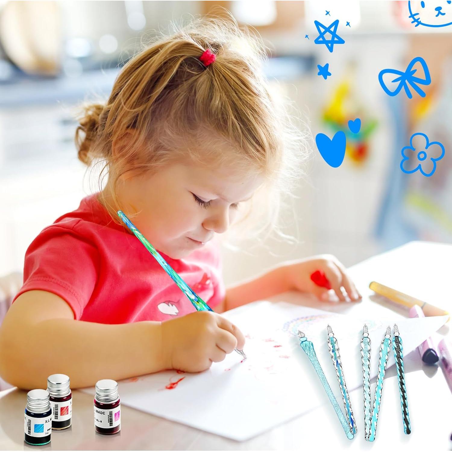 Plumas de Cristal Zonon 6 Pcs Hechas a Mano Azul Verde